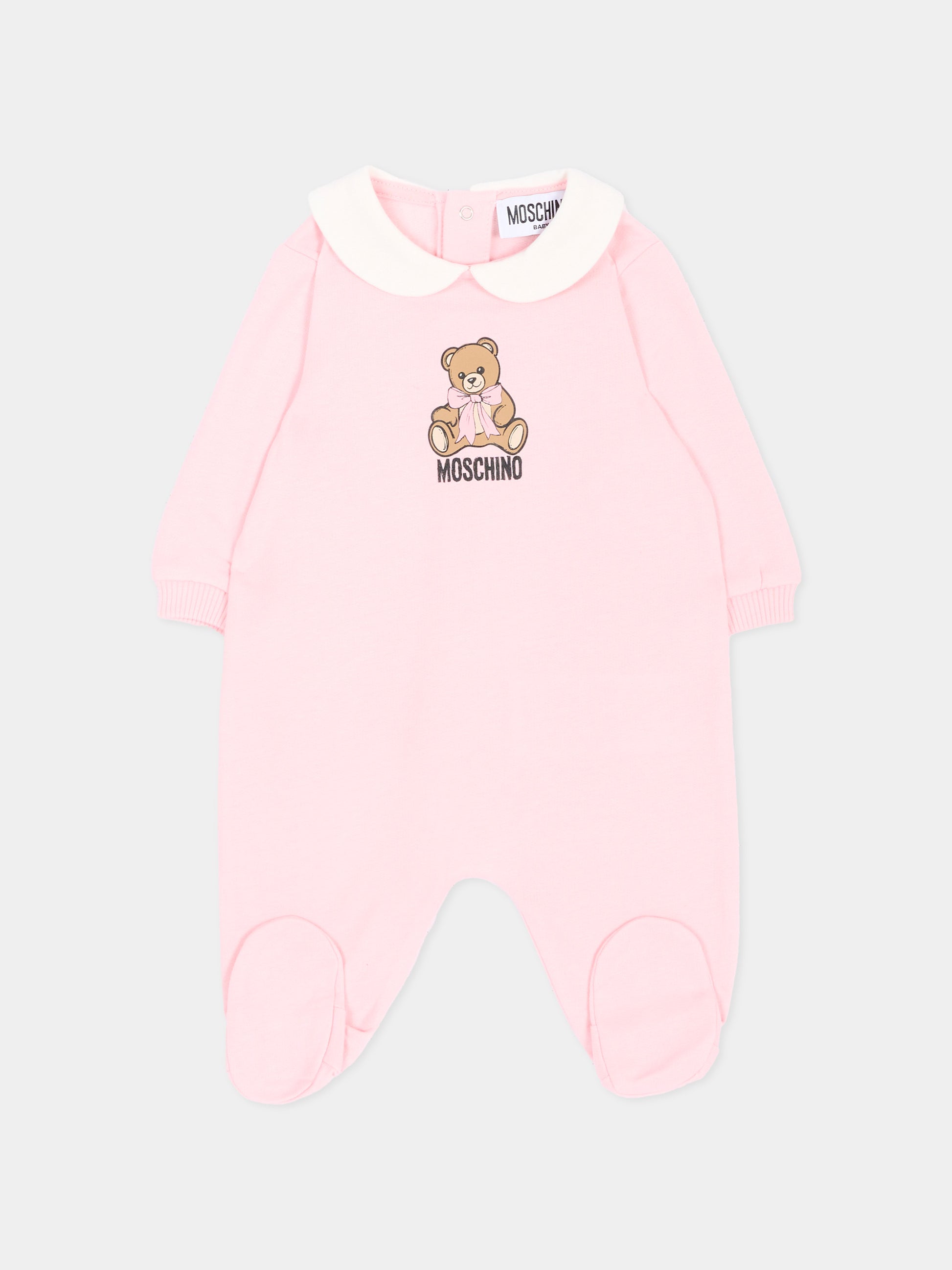 Set tutina rosa per neonata con Teddy Bear,Moschino Kids,MNY08B LCA40 50209