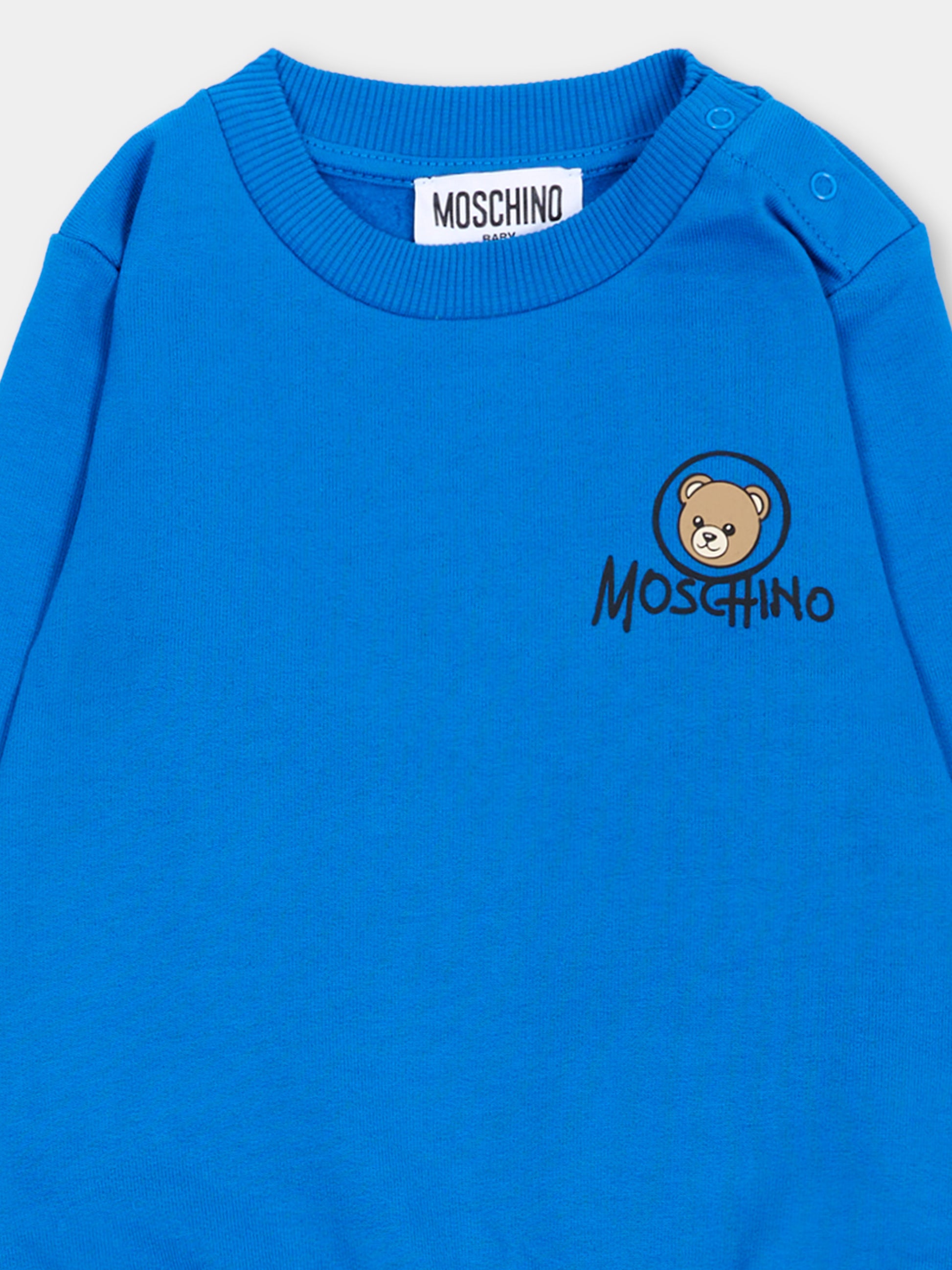 Completo sportivo blu per neonato con Teddy Bear,Moschino Kids,MQK05E LCA83 40157