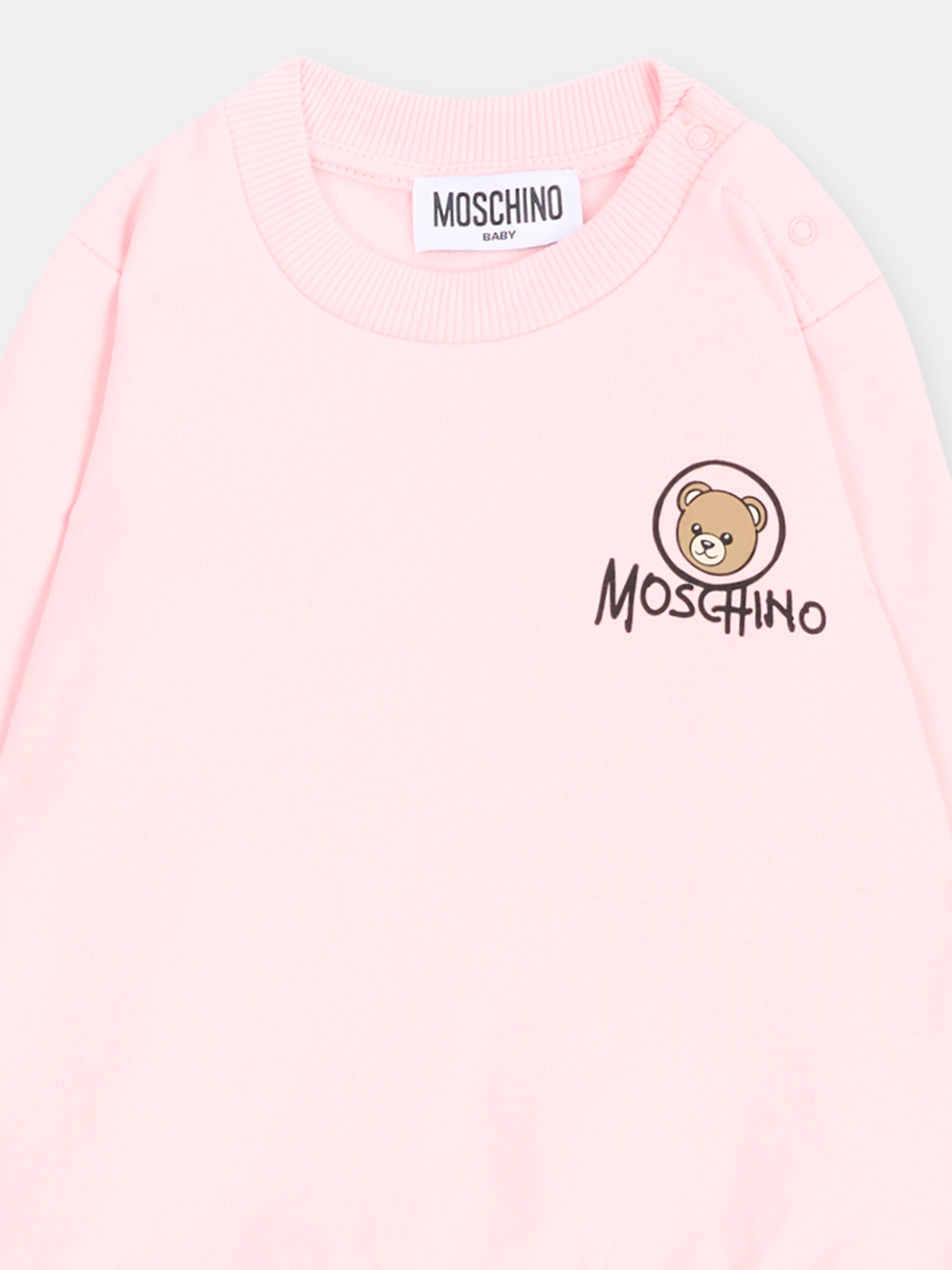 Completo rosa per neonata con Teddy Bear,Moschino Kids,MQK05E LCA83 50209