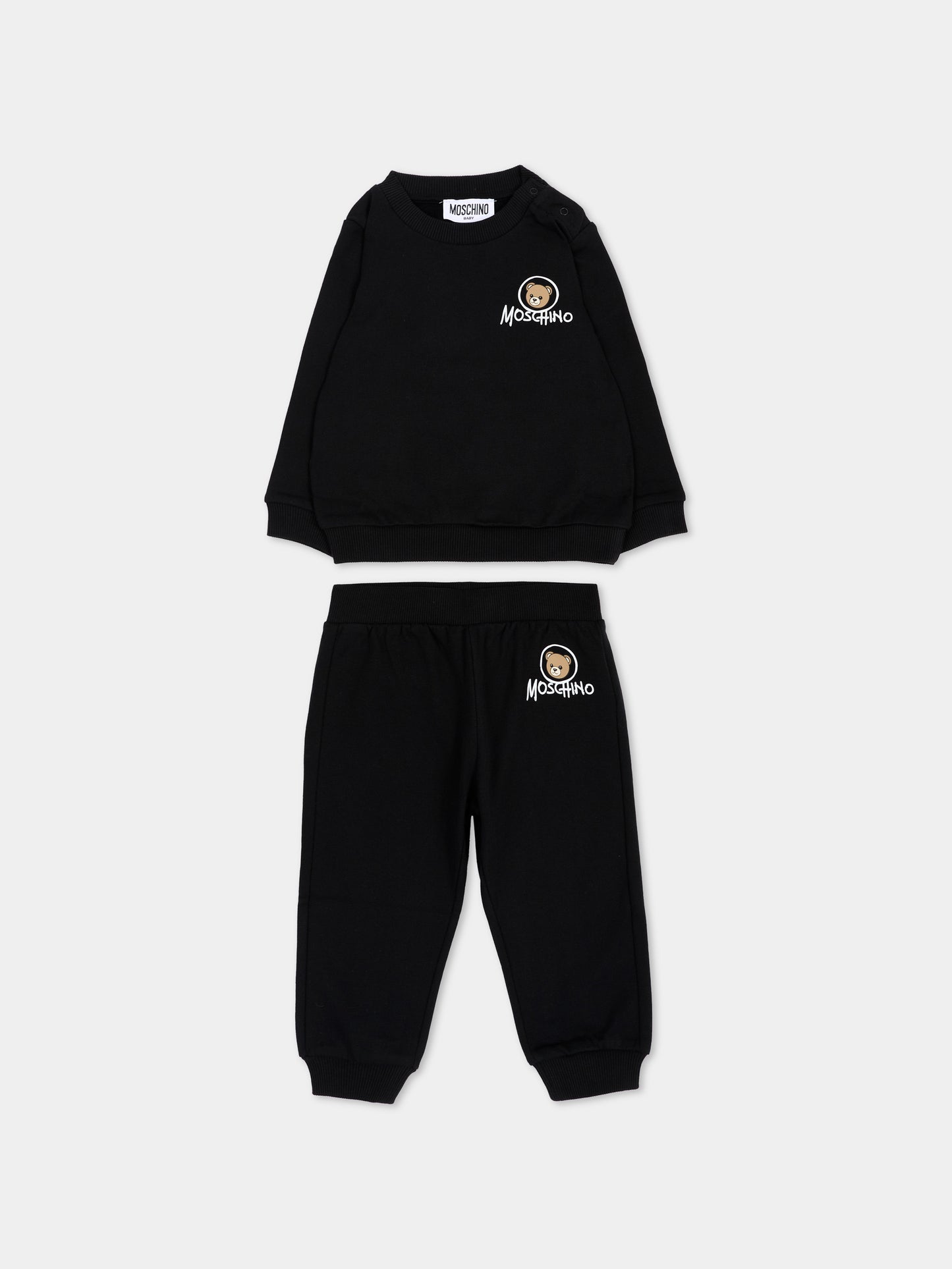 Completo sportivo nero per neonati con Teddy Bear,Moschino Kids,MQK05E LCA83 60100