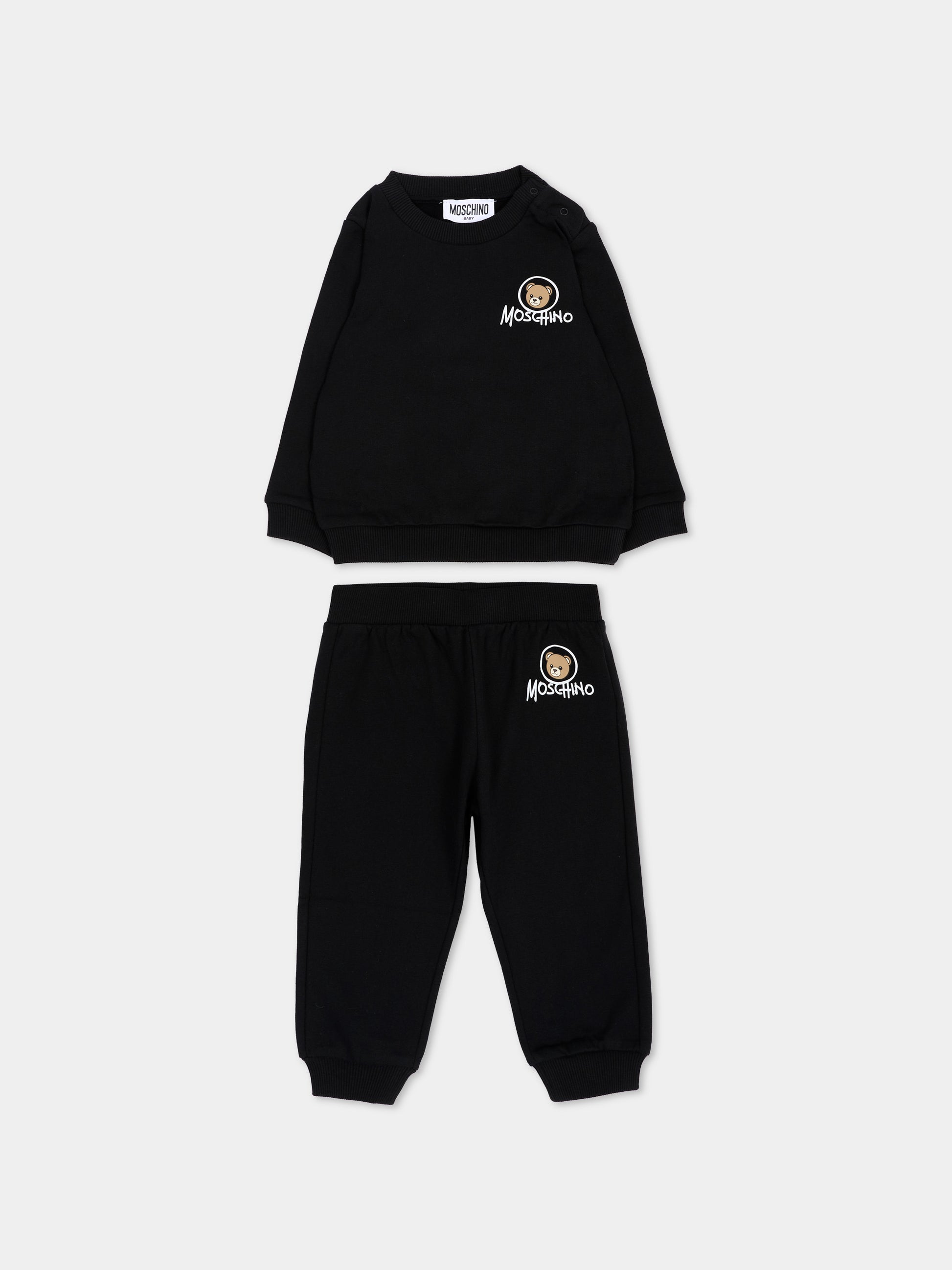 Completo sportivo nero per neonati con Teddy Bear,Moschino Kids,MQK05E LCA83 60100