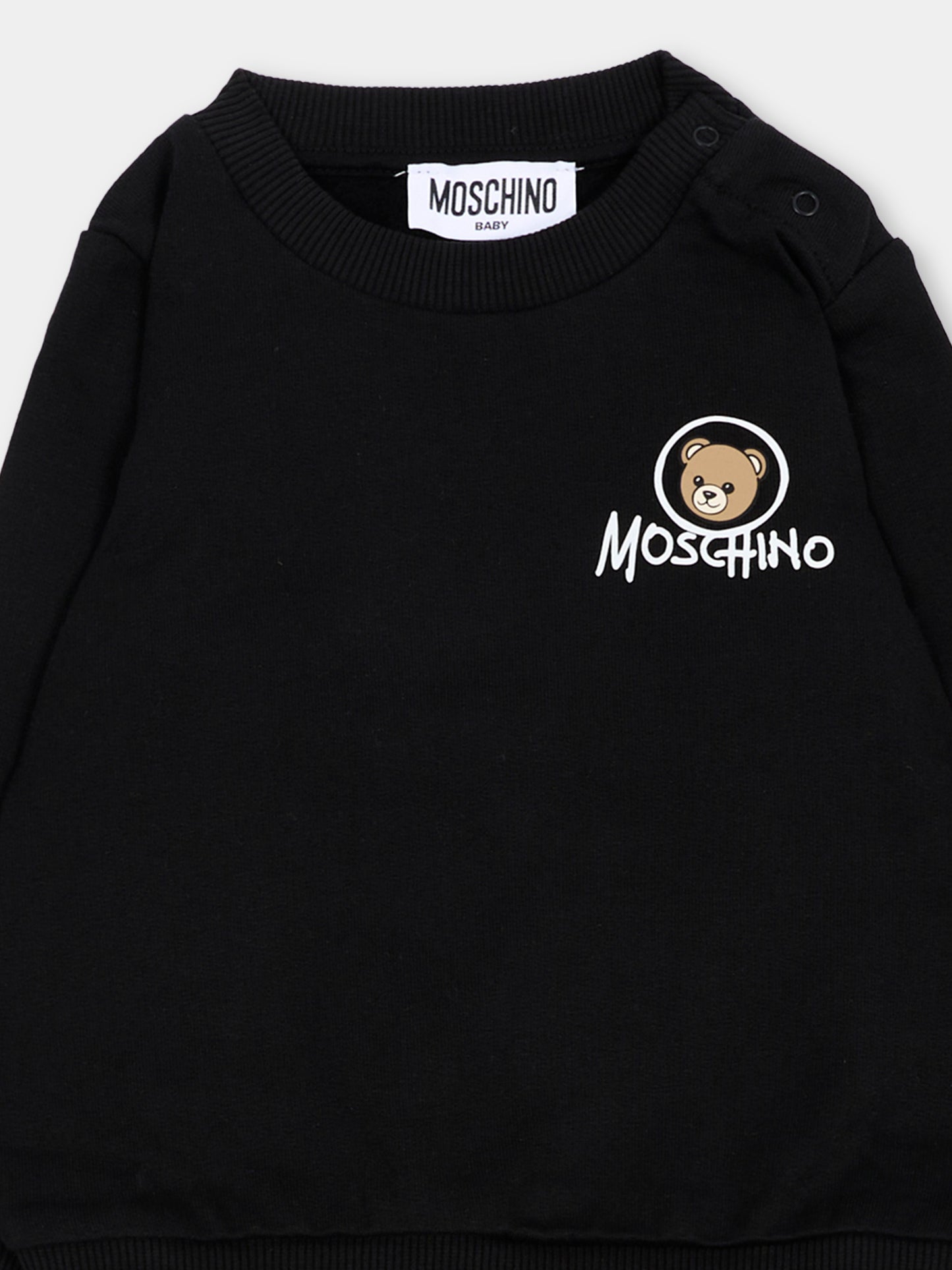 Completo sportivo nero per neonati con Teddy Bear,Moschino Kids,MQK05E LCA83 60100