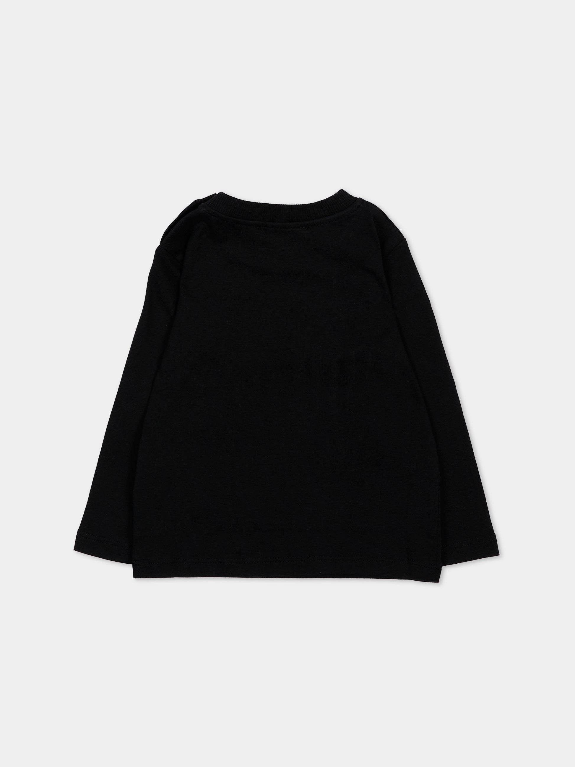 T-Shirt nera per neonati con Teddy Bear,Moschino Kids,MRO014 LAA34 60100