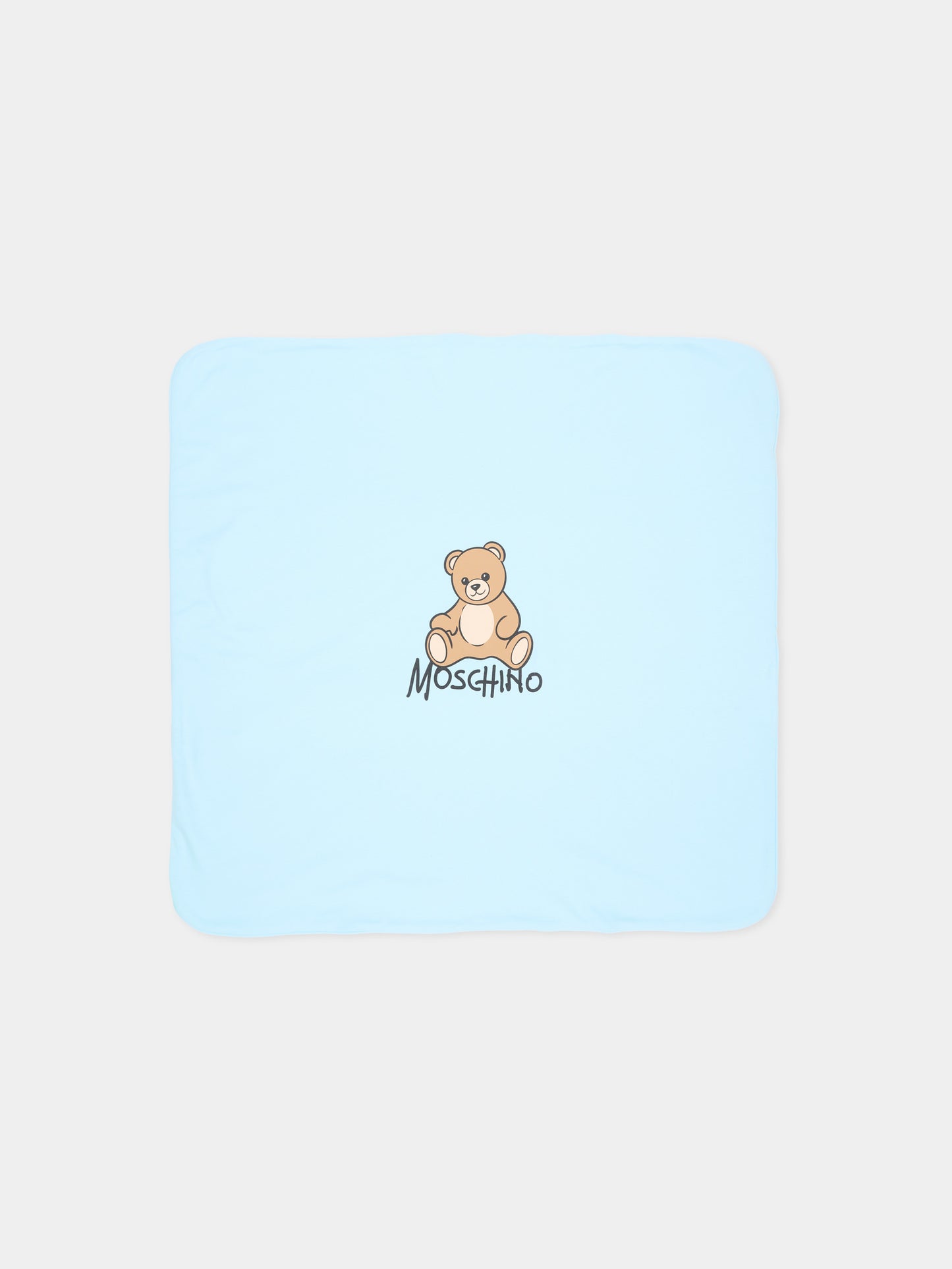 Coperta azzurra per neonato con Teddy Bear,Moschino Kids,MTB00F LCA40 40304