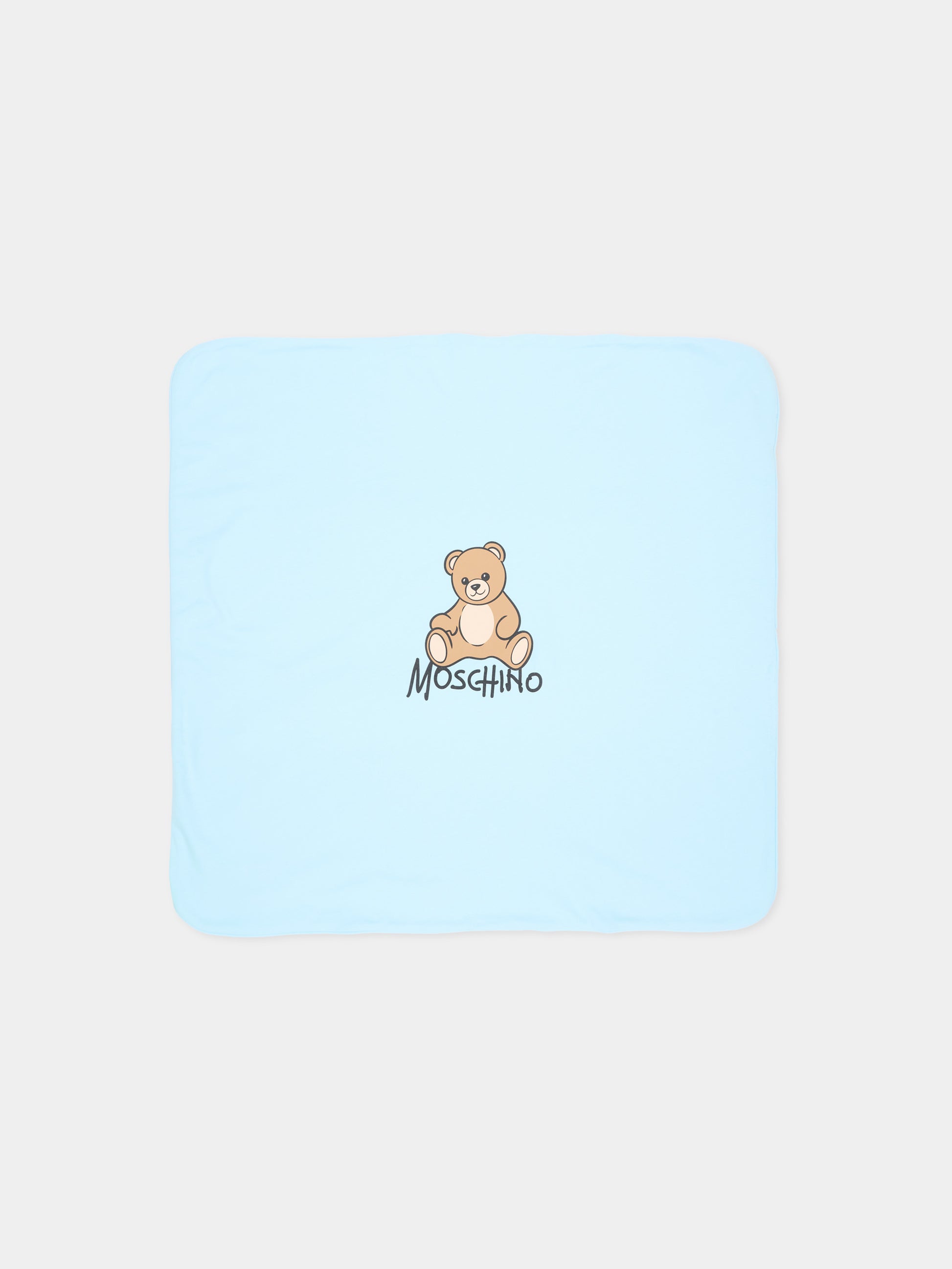 Coperta azzurra per neonato con Teddy Bear,Moschino Kids,MTB00F LCA40 40304