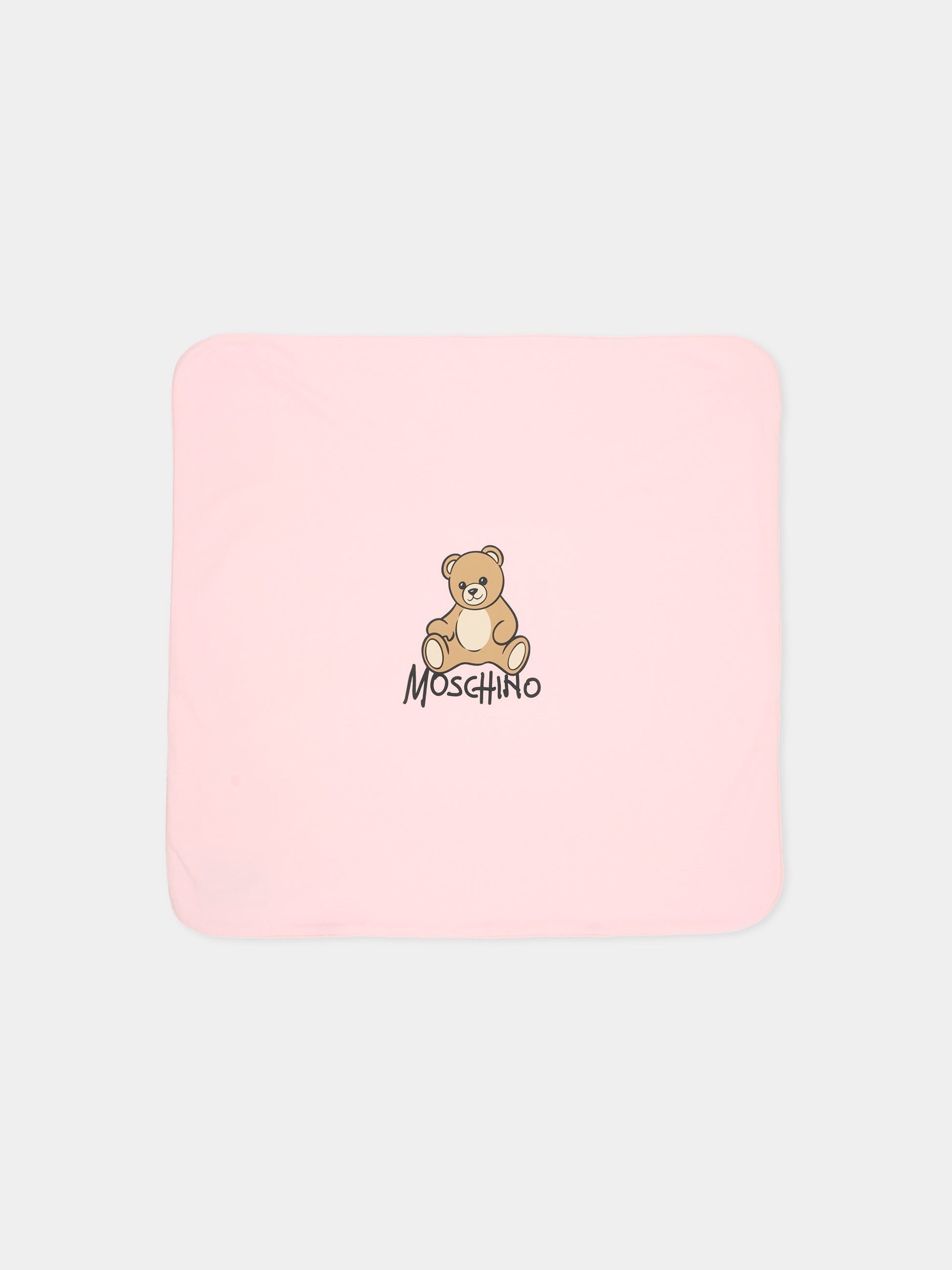 Coperta rosa per neonata con Teddy Bear,Moschino Kids,MTB00F LCA40 50209