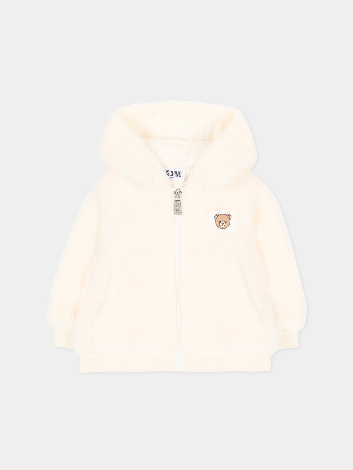 Ecopelliccia avorio per neonati con Teddy Bear,Moschino Kids,MUA00B LIA00 10063