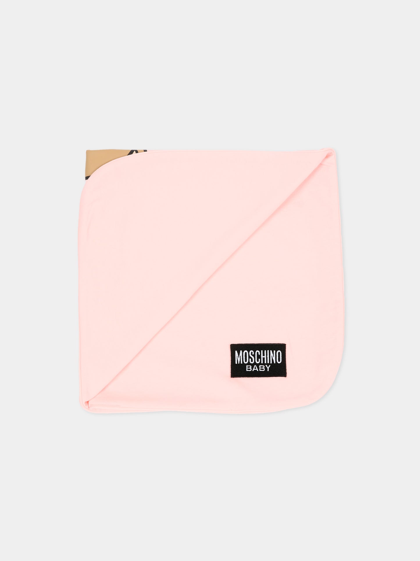 Coperta rosa per neonata con Teddy Bear,Moschino Kids,MUB00O LCA40 50209