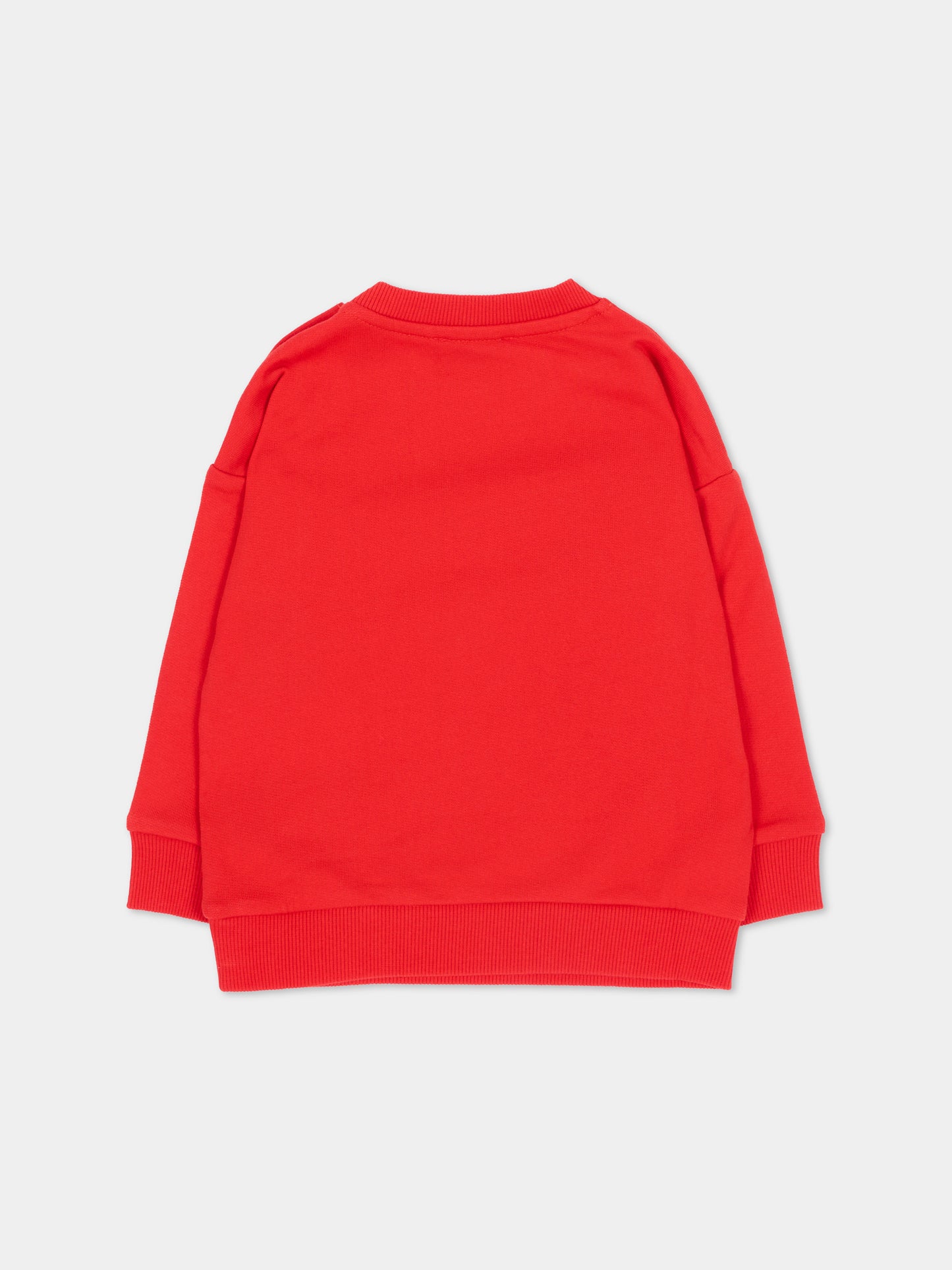 Felpa rossa per neonati con logo,Moschino Kids,MUF06N LCA93 50109