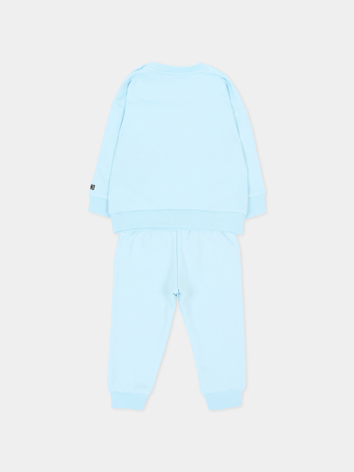 Completo sportivo lungo azzurro per neonato con Teddy Bear,Moschino Kids,MUK05V LCA93 40304