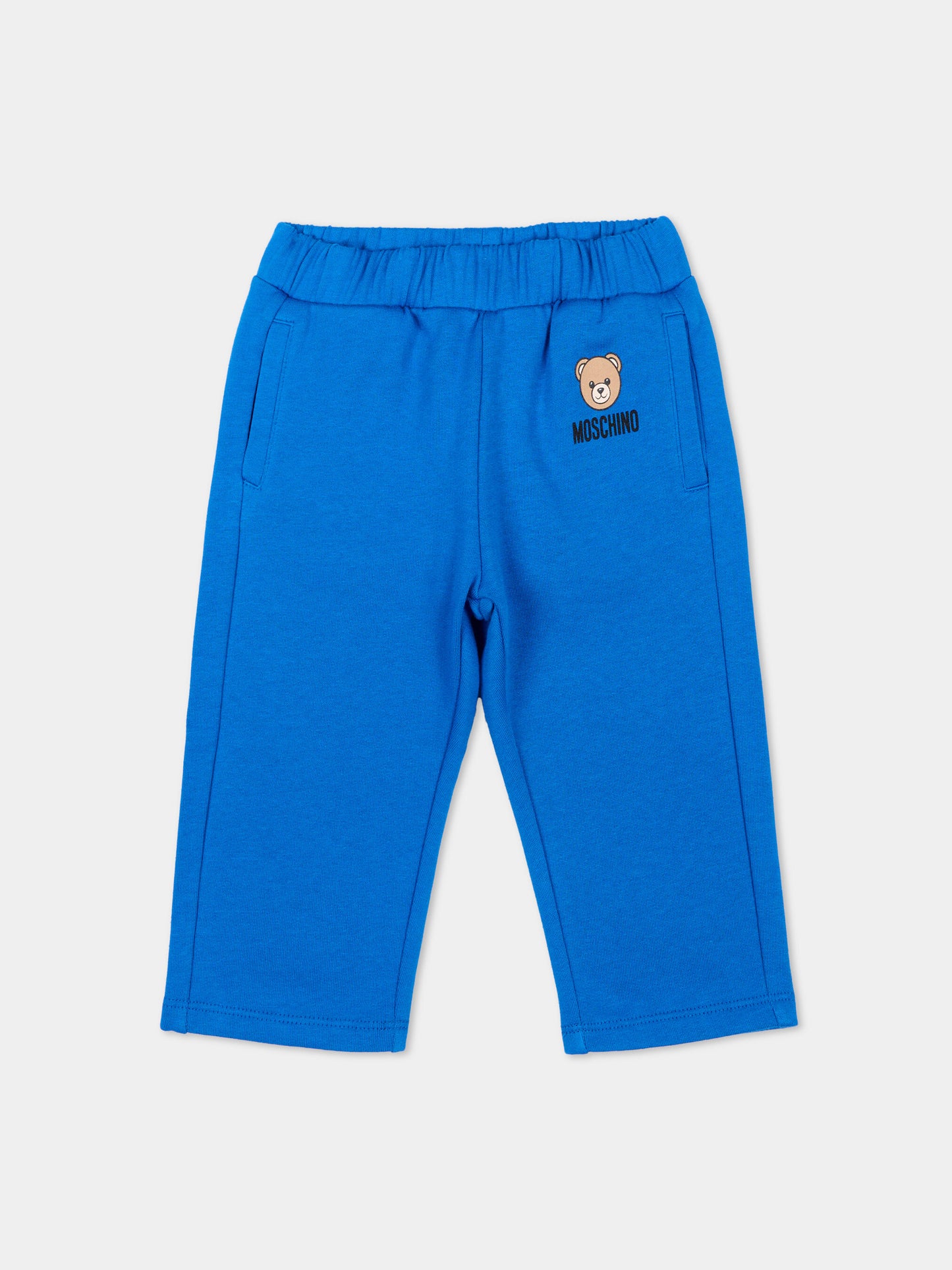 Pantaloni sportivi blu per neonato con Teddy Bear,Moschino Kids,MUP05X LCA92 40157