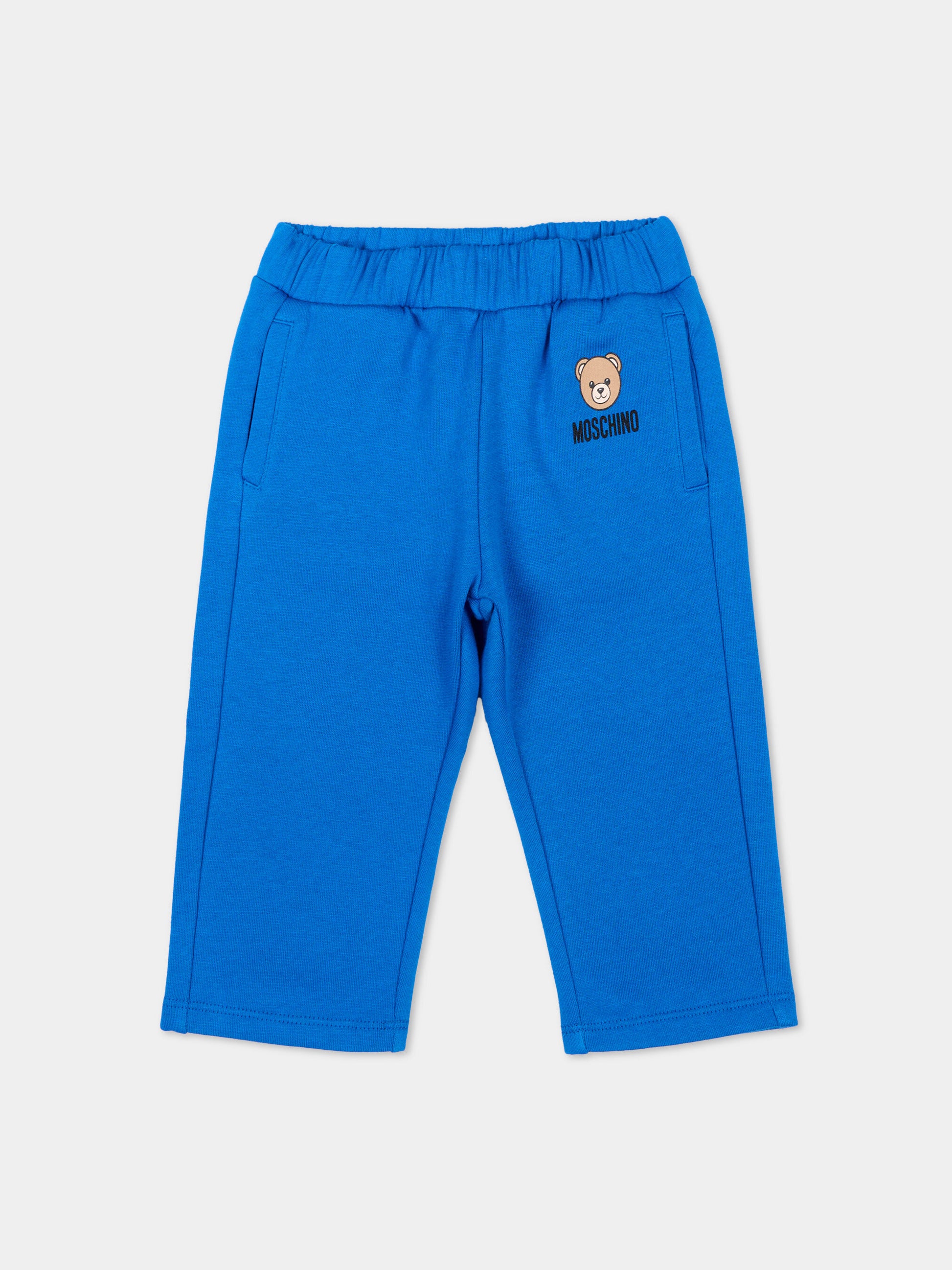 Pantaloni sportivi blu per neonato con Teddy Bear,Moschino Kids,MUP05X LCA92 40157