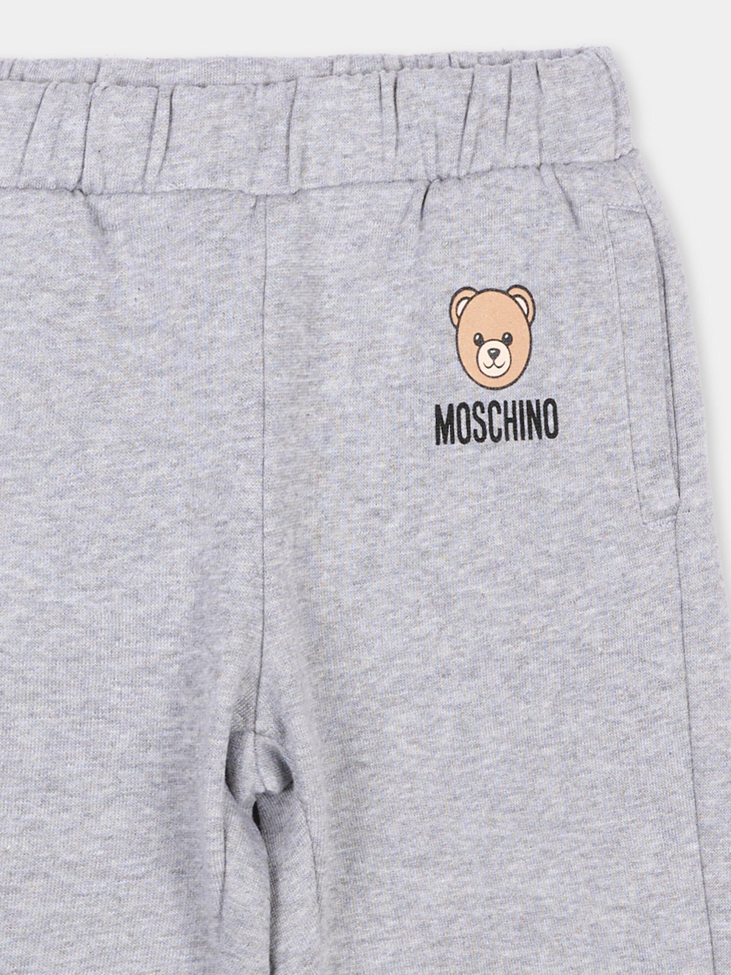 Pantaloni sportivi grigi per neonati con Teddy Bear,Moschino Kids,MUP05X LCA92 60901