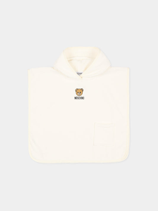 Accappatoio avorio per neonati con Teddy Bear,Moschino Kids,MUX05X LGA24 10063