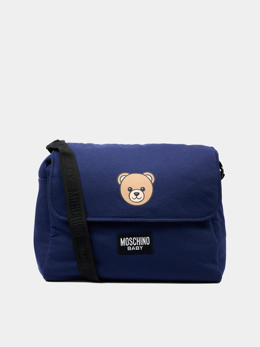 Borsa mamma blu per neonati con Teddy Bear,Moschino Kids,MUX067 LCA40 40016
