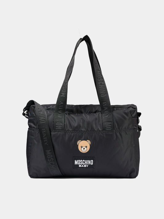 Borsa mamma nera per neonati con logo,Moschino Kids,MUX068 L3A89 60100
