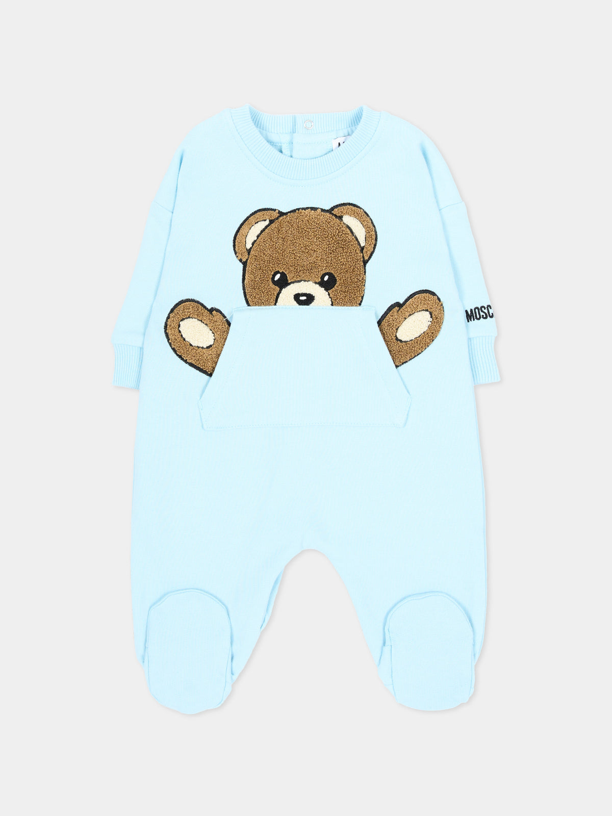 Tutina azzurra per neonato con Teddy Bear,Moschino Kids,MUY09H LCA93 40304