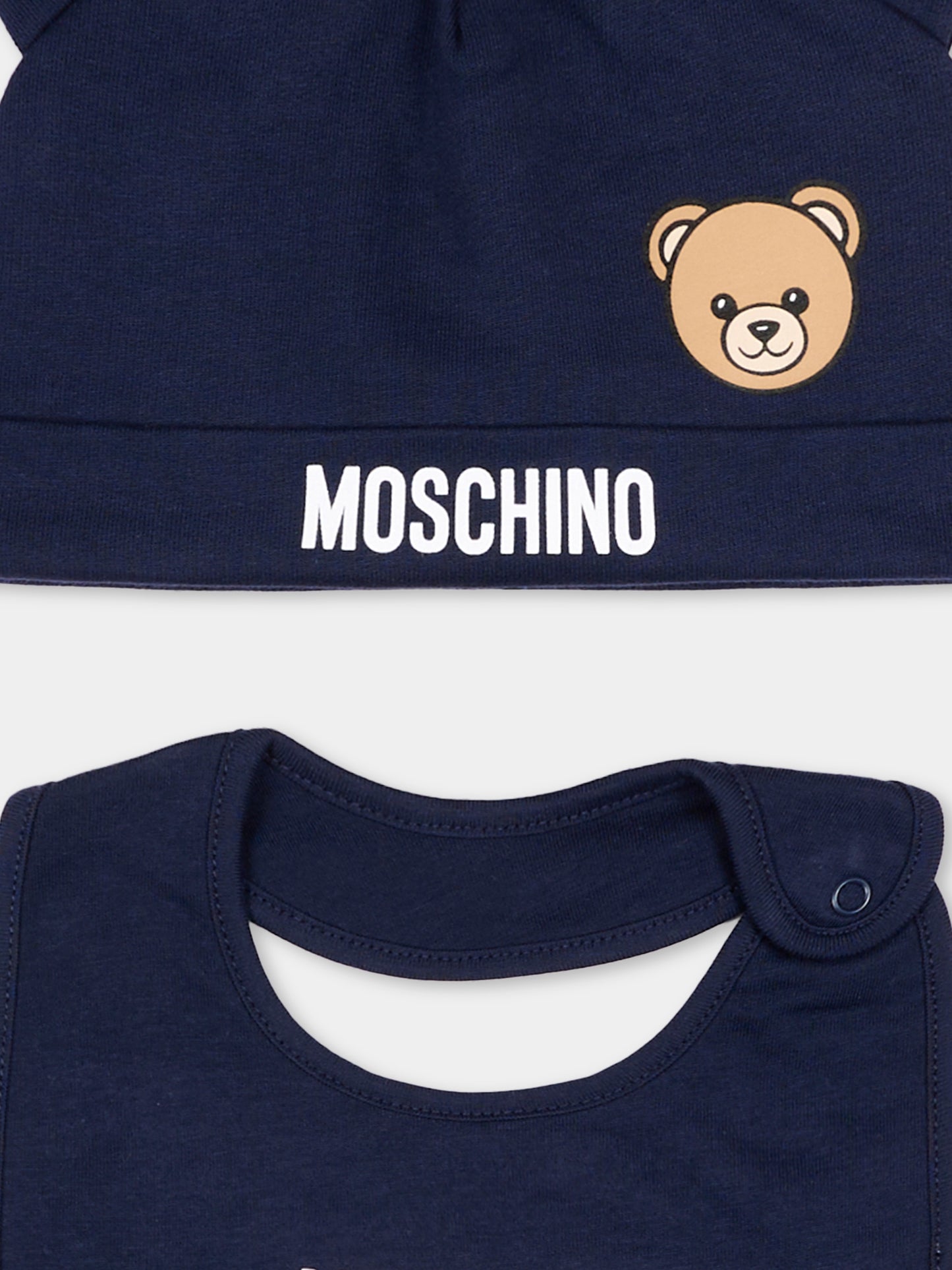 Set accessori blu  per neonati con Teddy Bear,Moschino Kids,MUY09N LCA40 40016