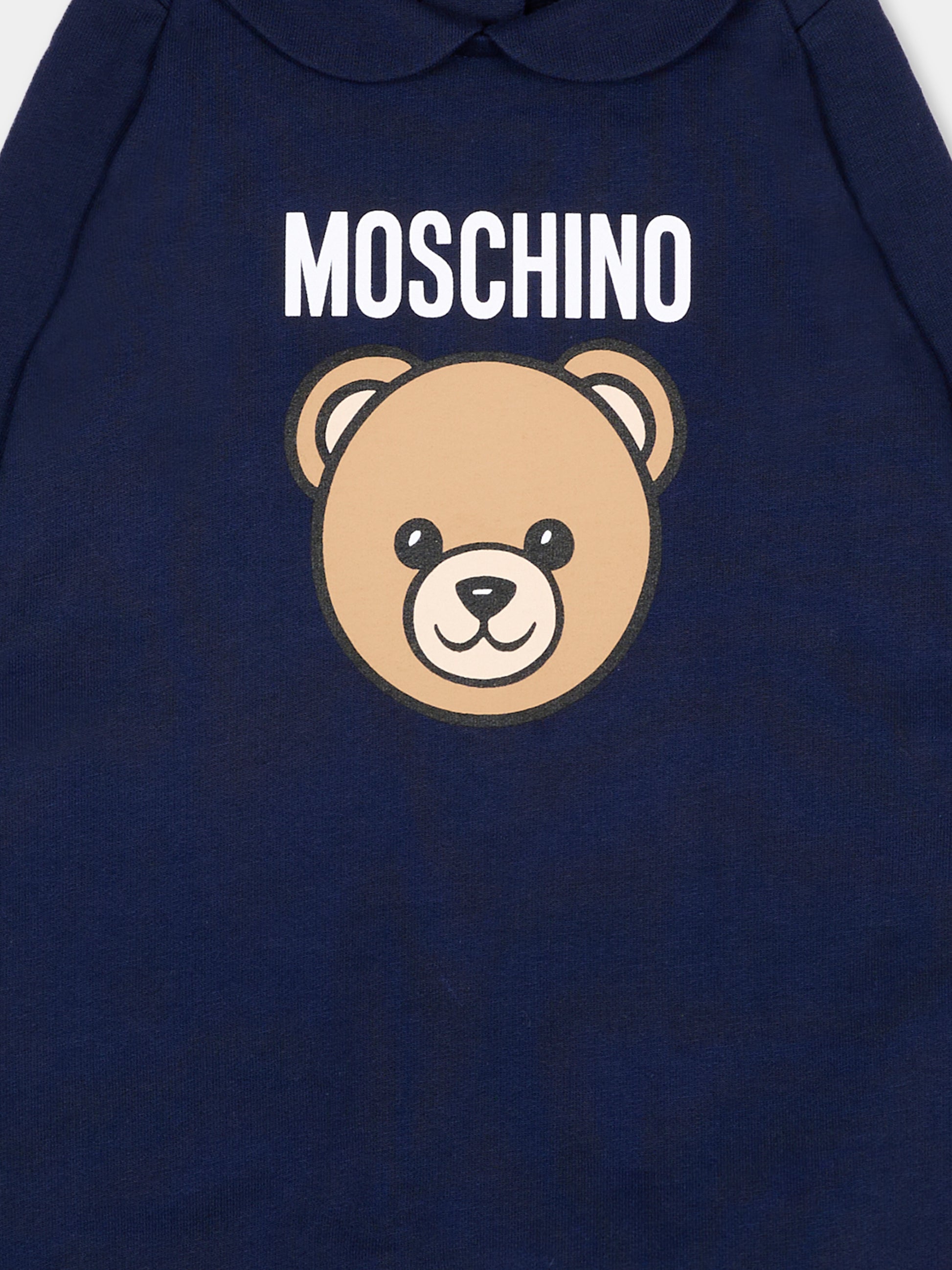 Tutina blu per neonati con Teddy Bear,Moschino Kids,MUY09O LCA40 40016