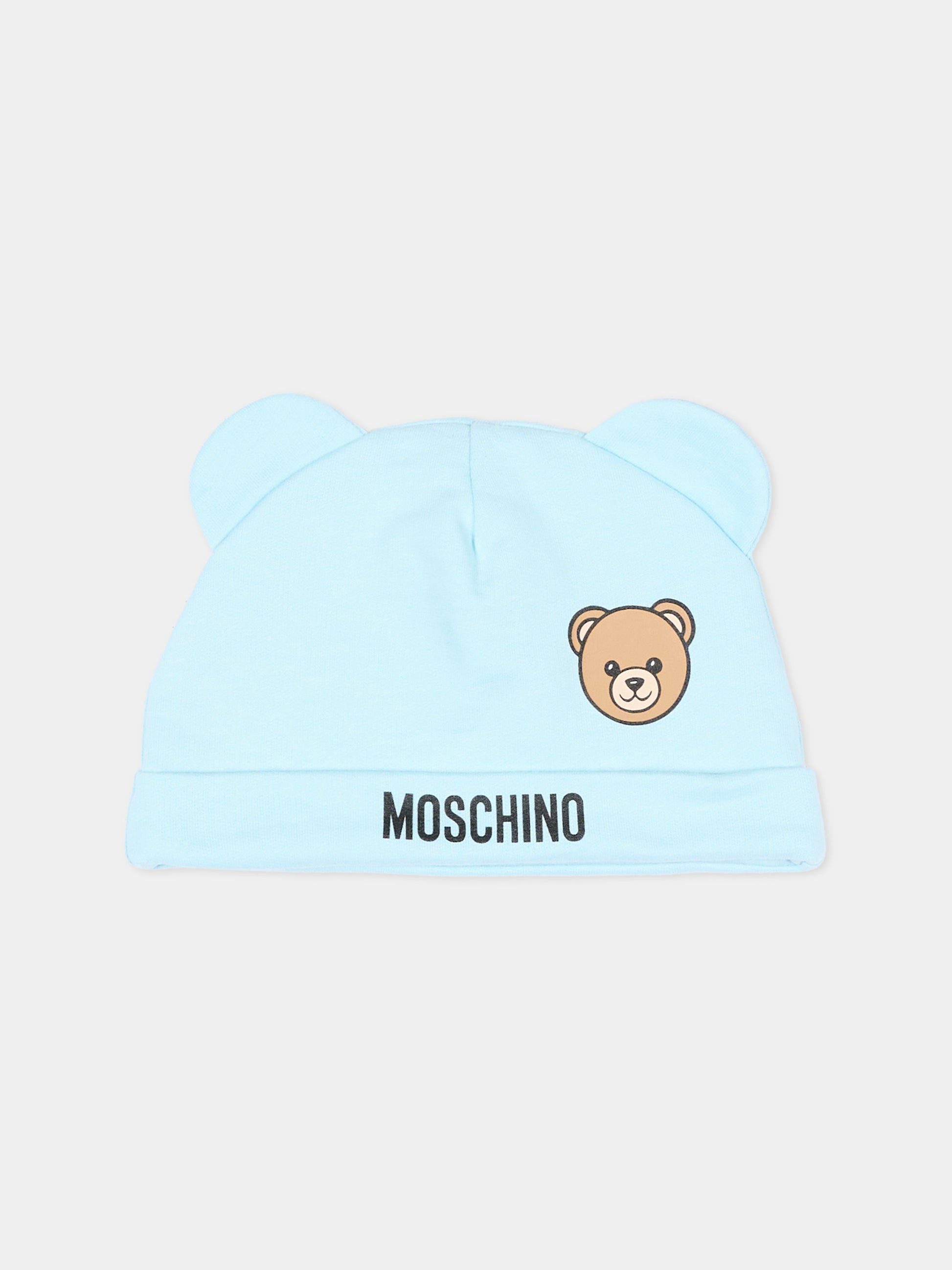 Set tutina azzurro per neonato con Teddy Bear,Moschino Kids,MUY09P LCA40 40304