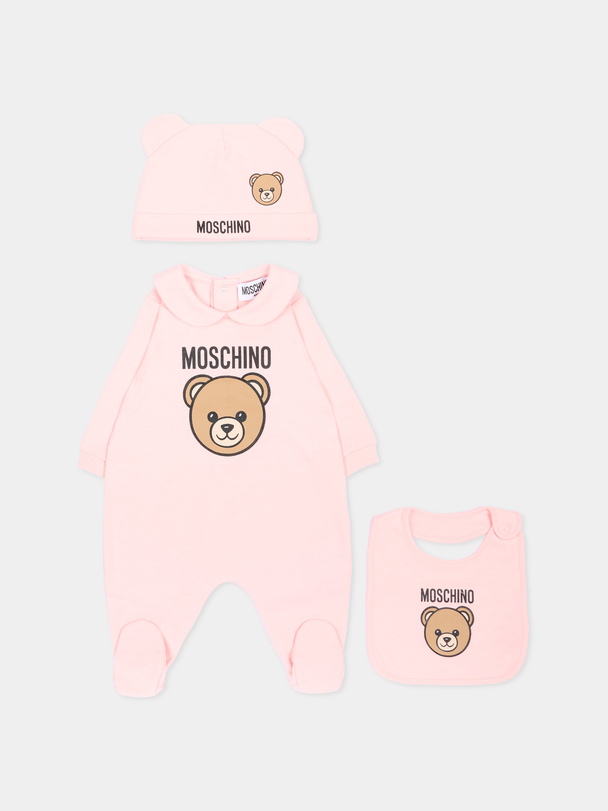 Set tutina rosa per neonata con Teddy Bear,Moschino Kids,MUY09P LCA40 50209