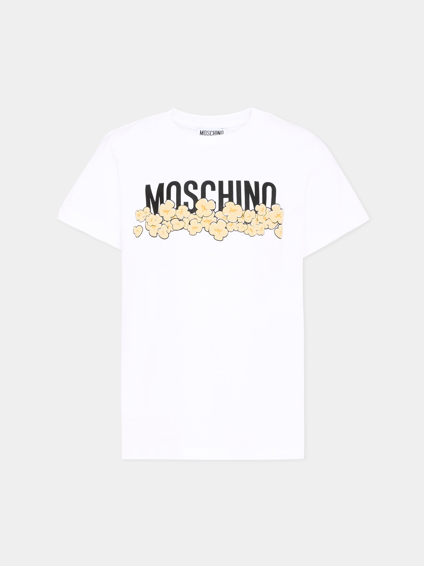T-Shirt bianca per bambini con fiori,Moschino Kids,H6M058 LAA20 10063