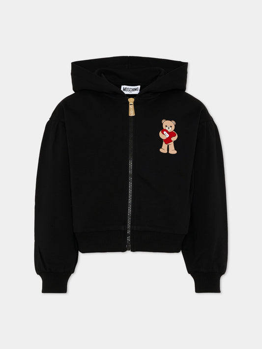Felpa nera per bambina con Teddy Bear,Moschino Kids,HDF06T LDA63 60100