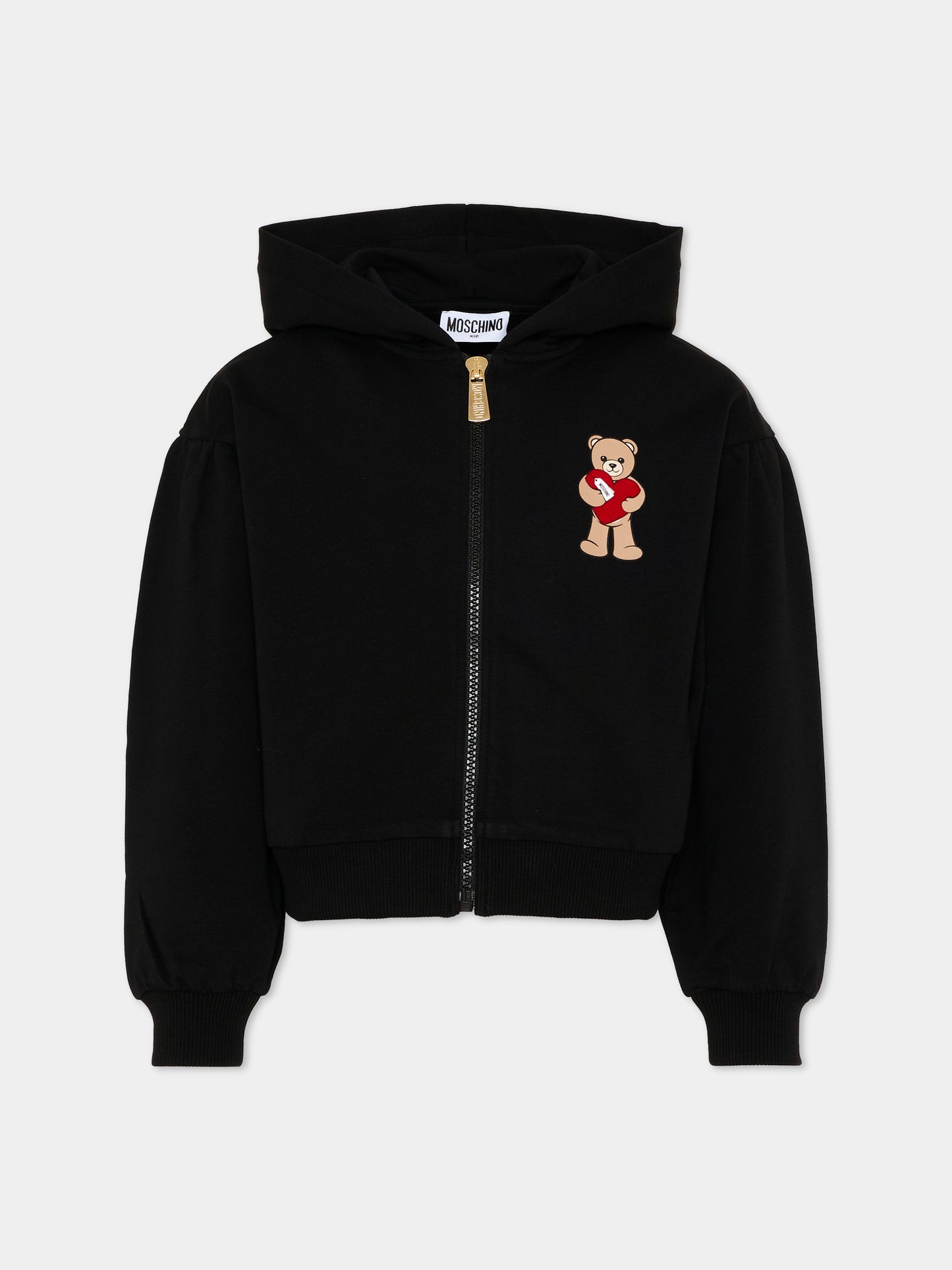 Felpa nera per bambina con Teddy Bear,Moschino Kids,HDF06T LDA63 60100