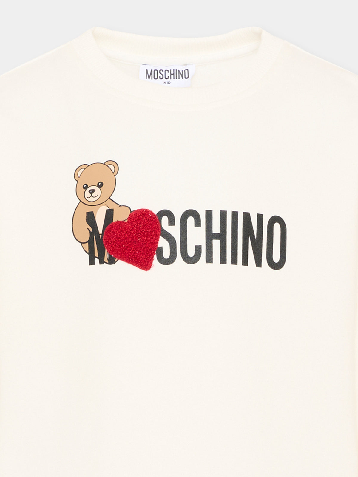 Vestito a manica lunga avorio per bambina con Teddy Bear,Moschino Kids,HDV0I3 LDA18 10063