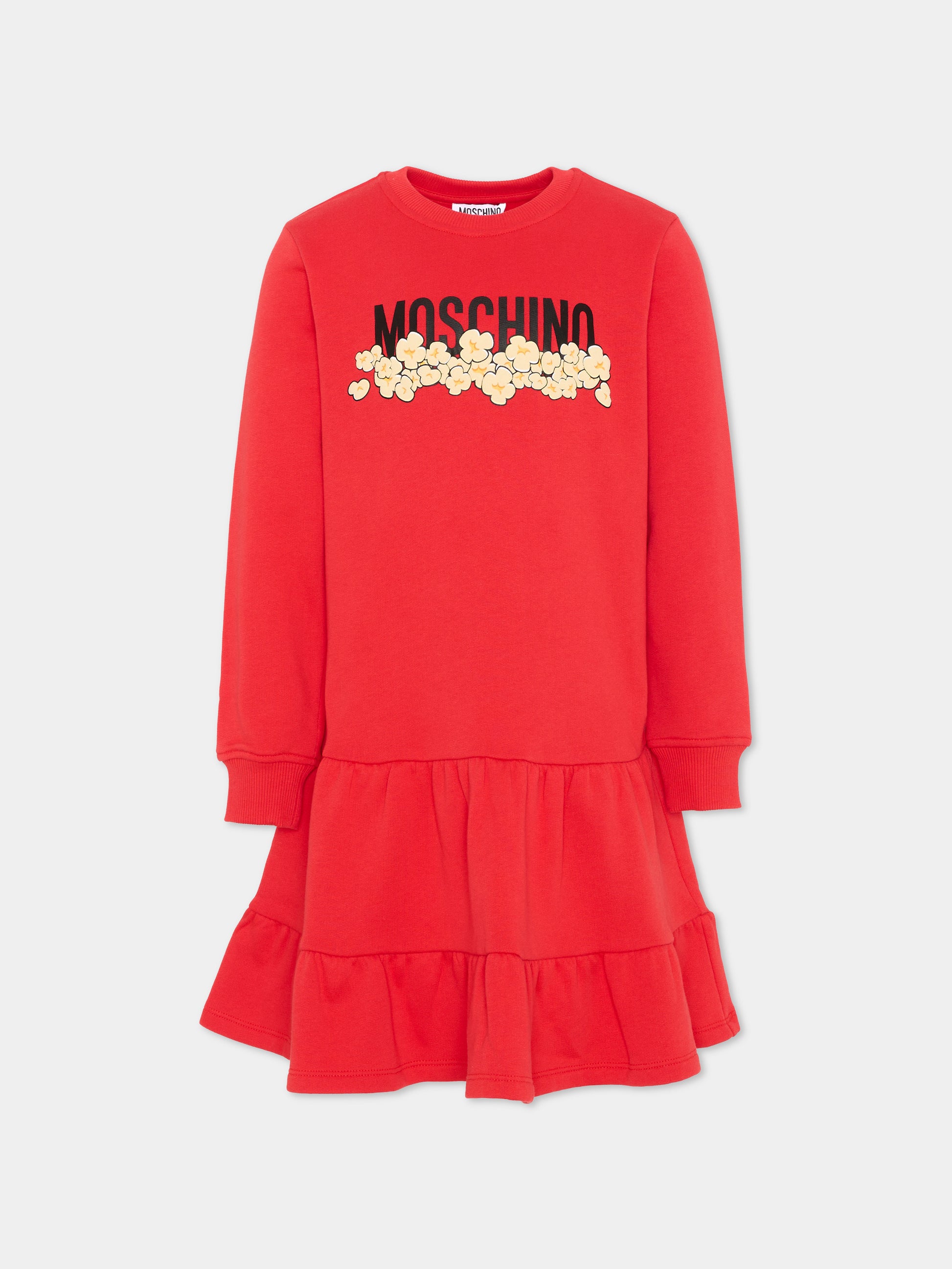Vestito rosso per bambina con logo,Moschino Kids,HDV0IB LCA83 50109