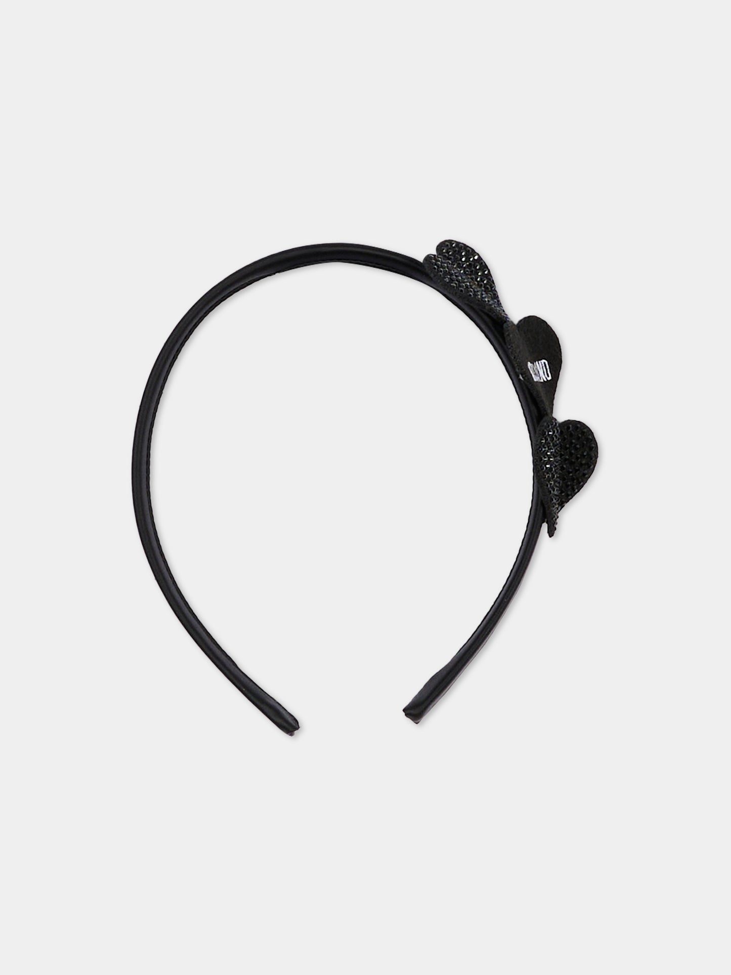 Cerchietto nero per bambina con cuori,Moschino Kids,HDX01P LRA12 60100