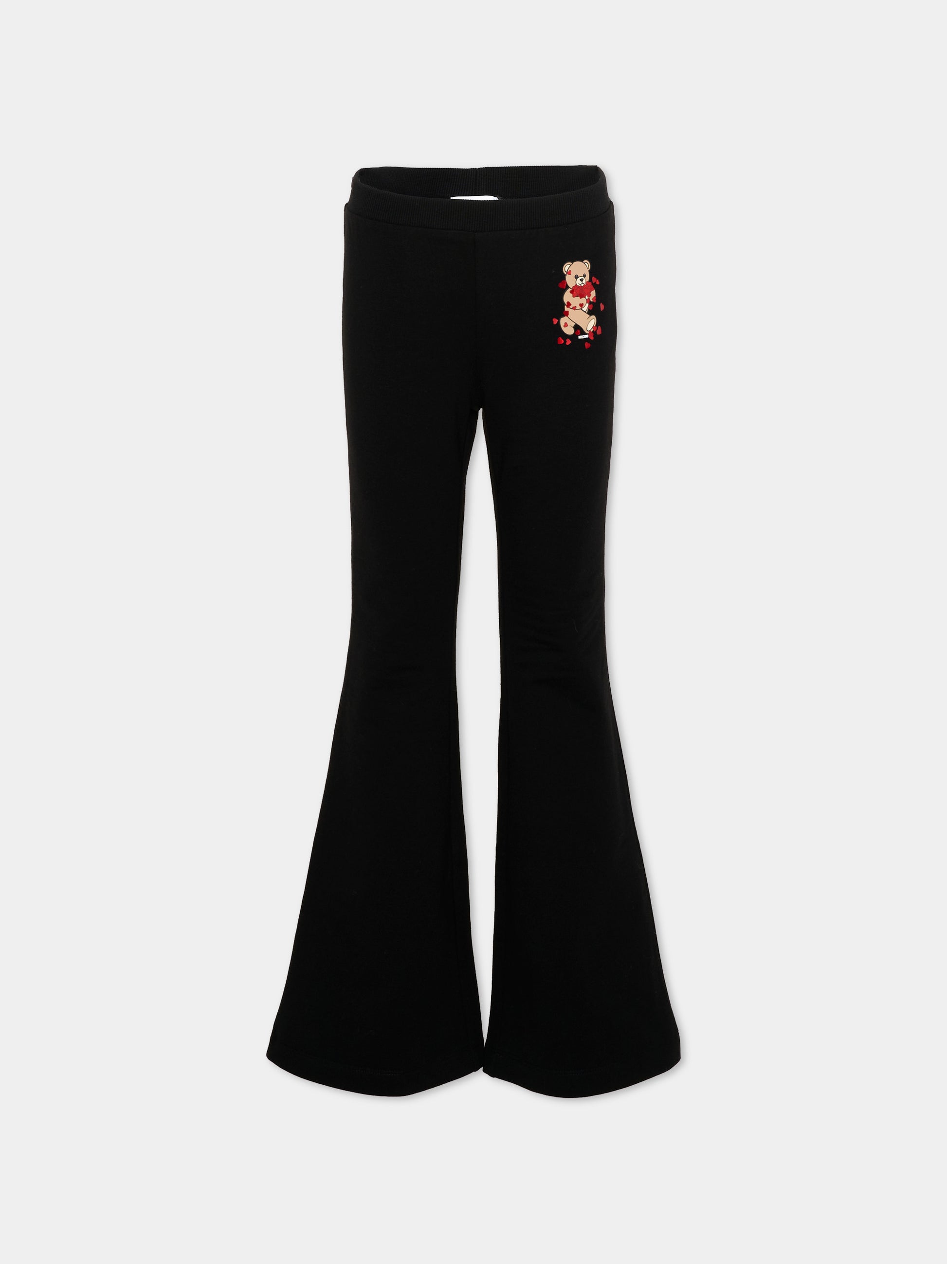 Leggings neri per bambina con Teddy Bear,Moschino Kids,HEP050 LDA63 60100