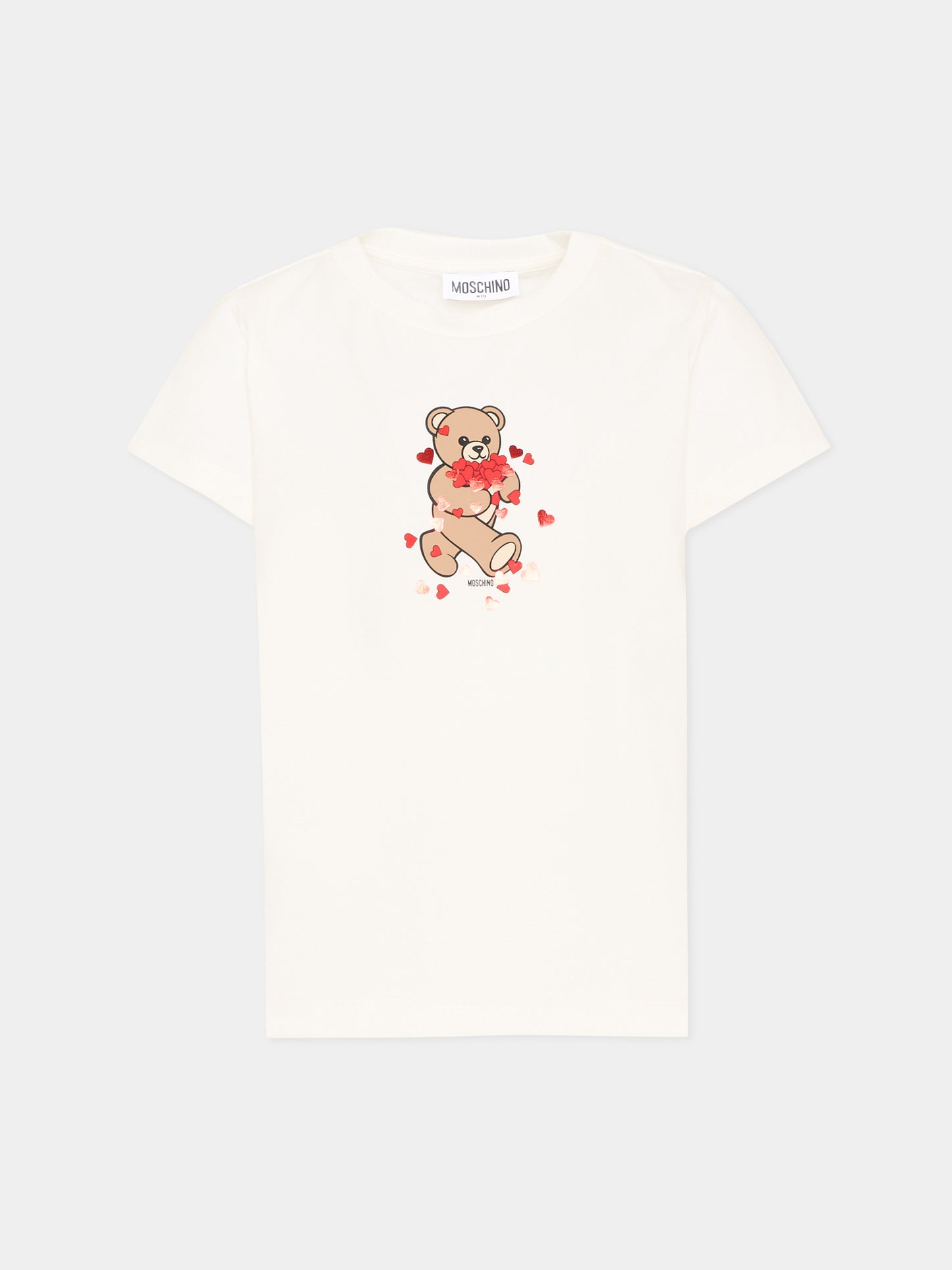 T-Shirt avorio per bambina con Teddy Bear,Moschino Kids,HIM06K LBA11 10063