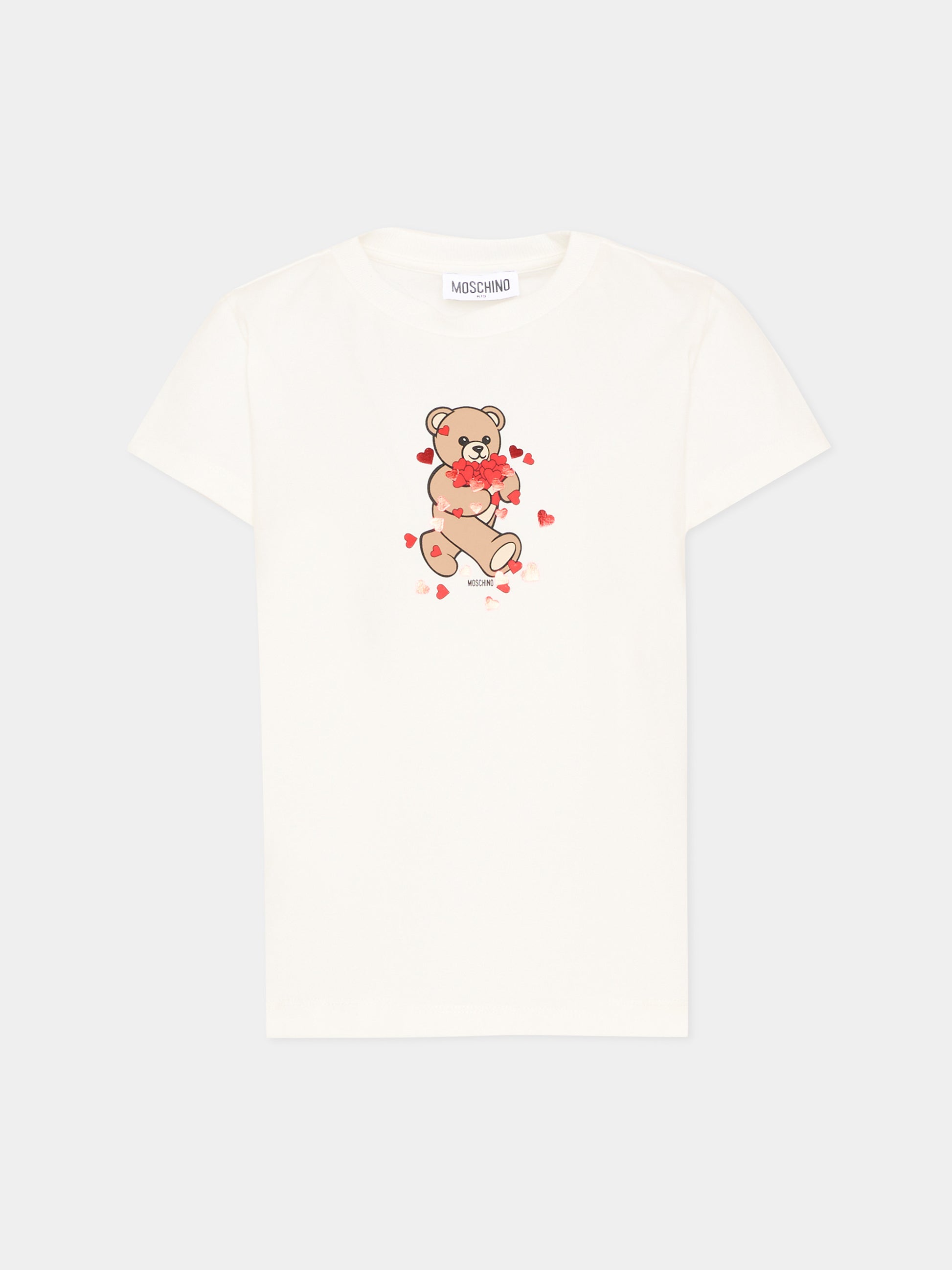 T-Shirt avorio per bambina con Teddy Bear,Moschino Kids,HIM06K LBA11 10063