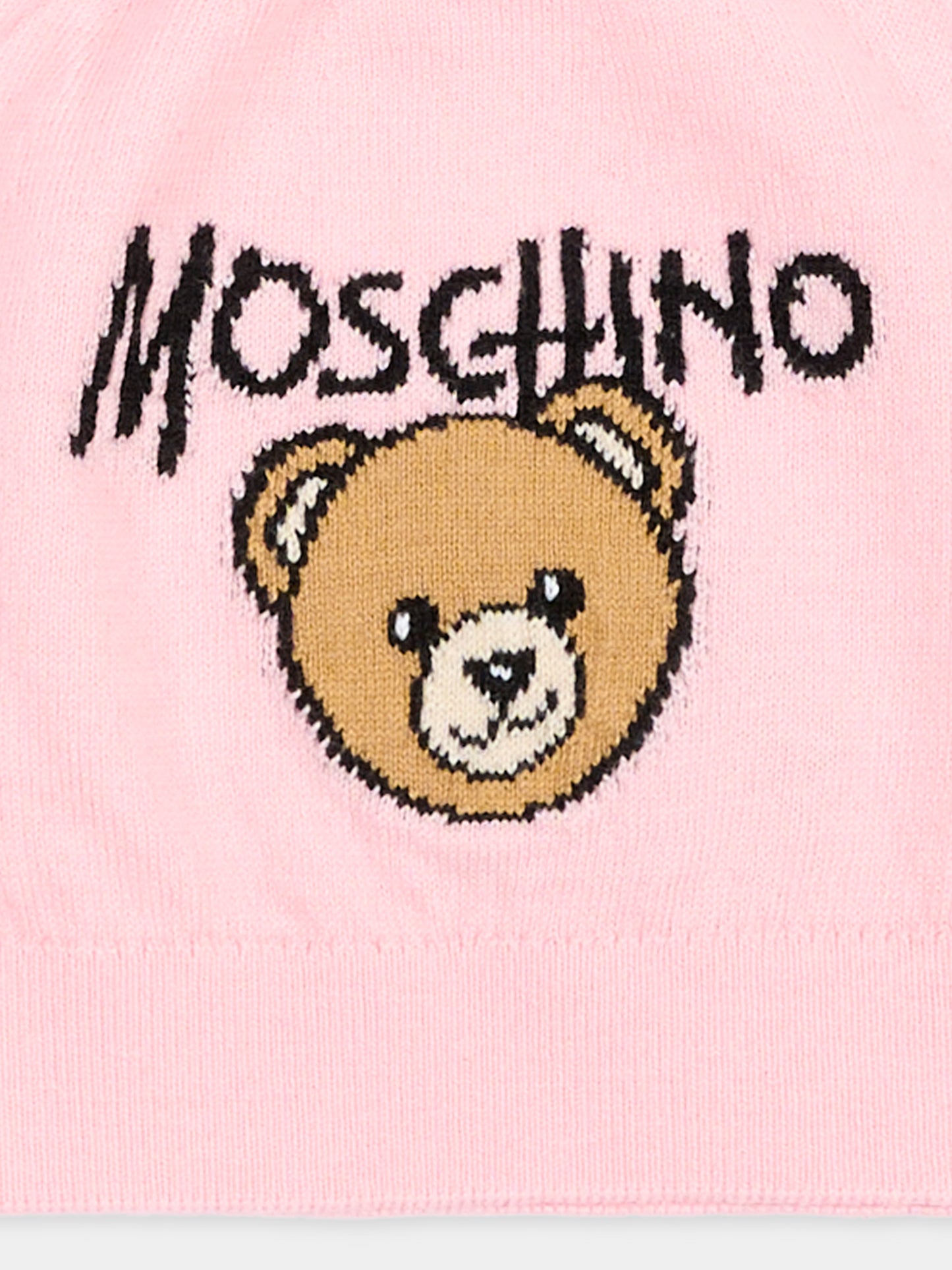 Berretto rosa per bambina con Teddy Bear,Moschino Kids,HMX02O LHE43 50209