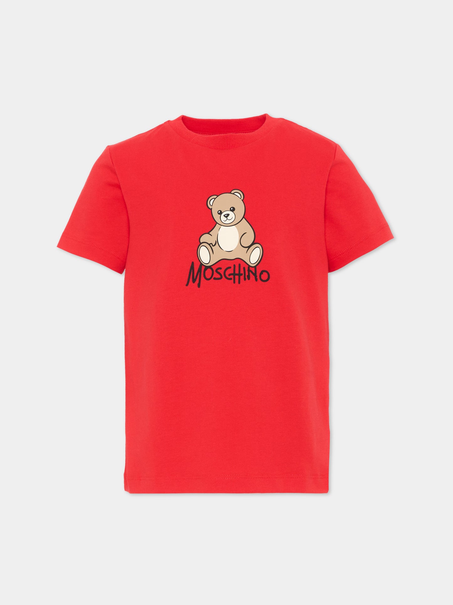 T-Shirt rossa per bambini con Teddy Bear,Moschino Kids,HNM05V LAA10 50109