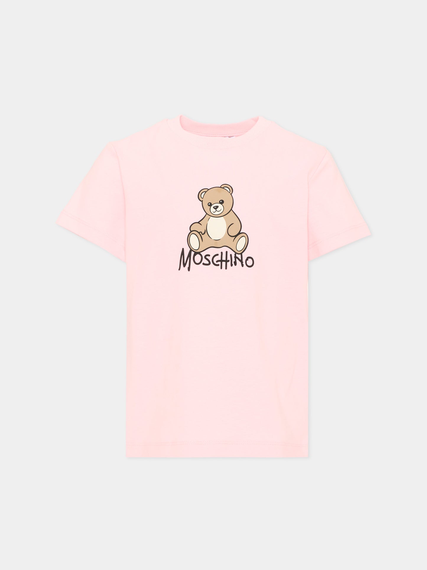 T-Shirt rosa per bambina con Teddy Bear,Moschino Kids,HNM05V LAA10 50209
