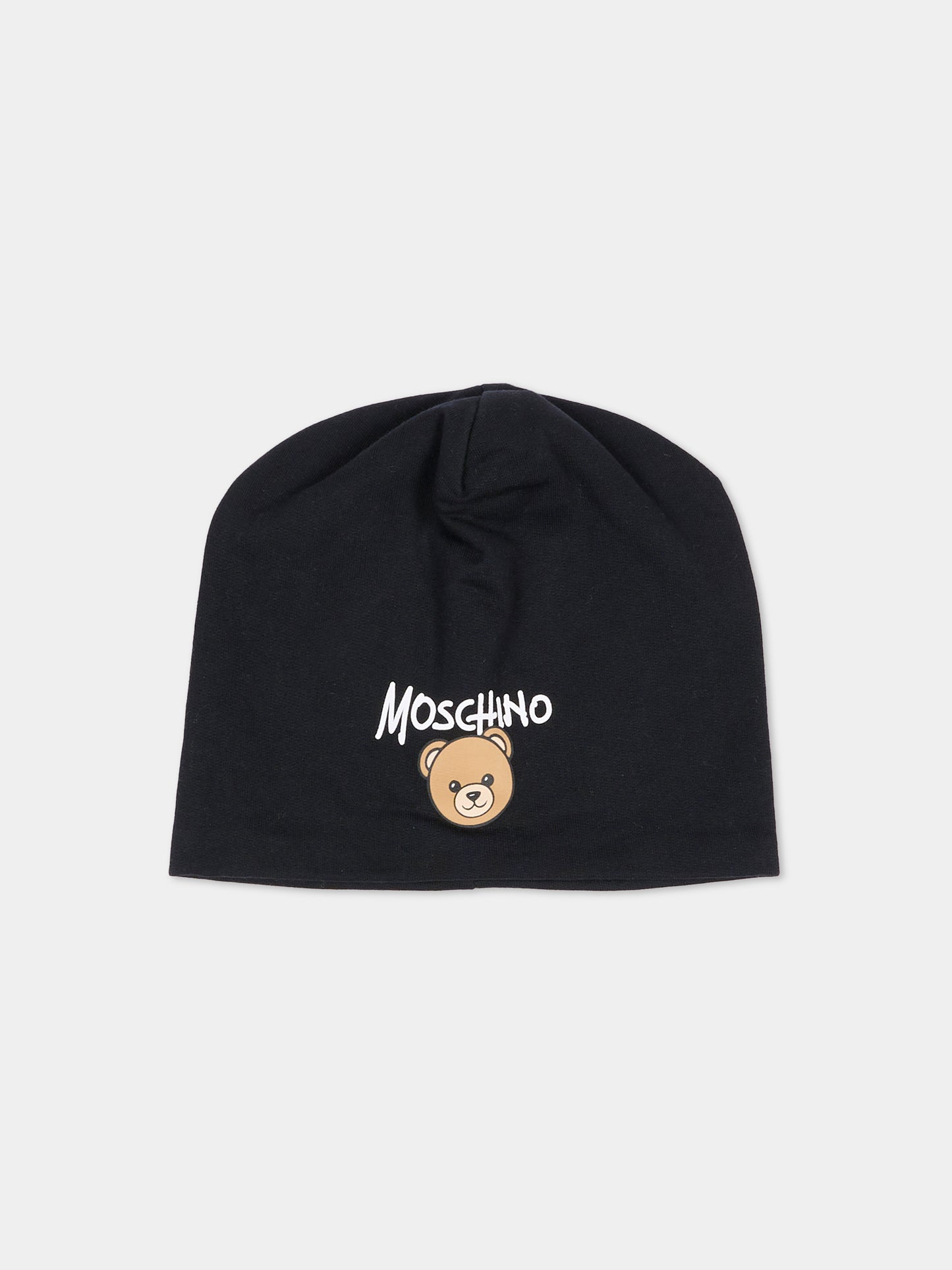 Berretto nero per bambini con Teddy Bear,Moschino Kids,HNX02M LCA94 60100