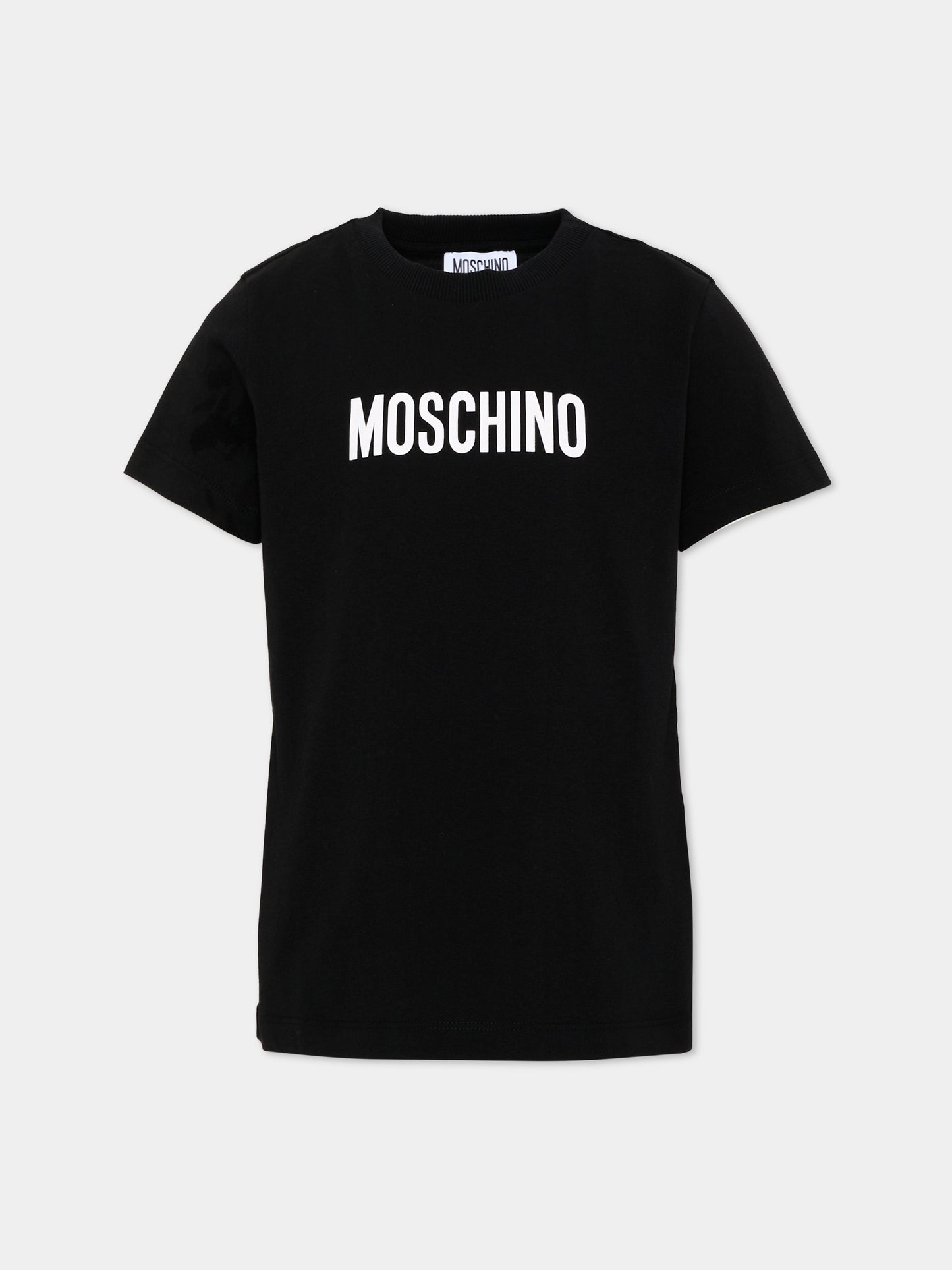 T-Shirt nera per bambino con logo,Moschino Kids,HPM05V LAA59 60100