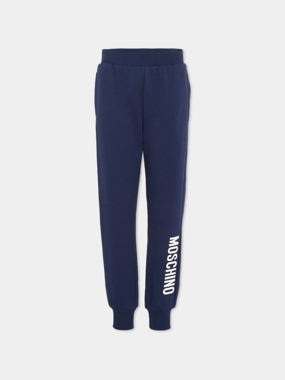 Pantalone blu per bambino con logo,Moschino Kids,HPP057 LCA93 40016