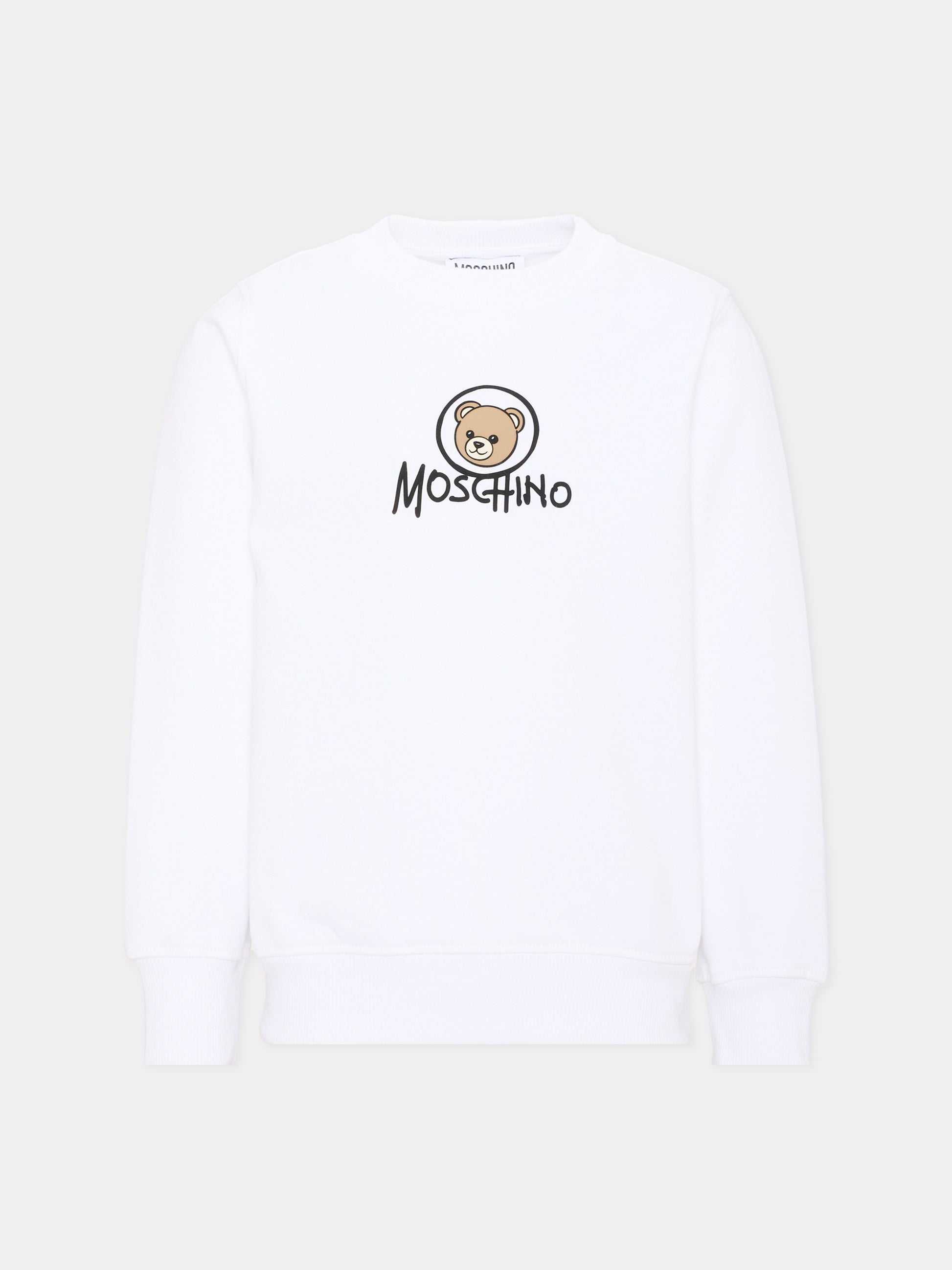 Felpa bianca per bambini con Teddy Bear,Moschino Kids,HXF08V LCA83 10101