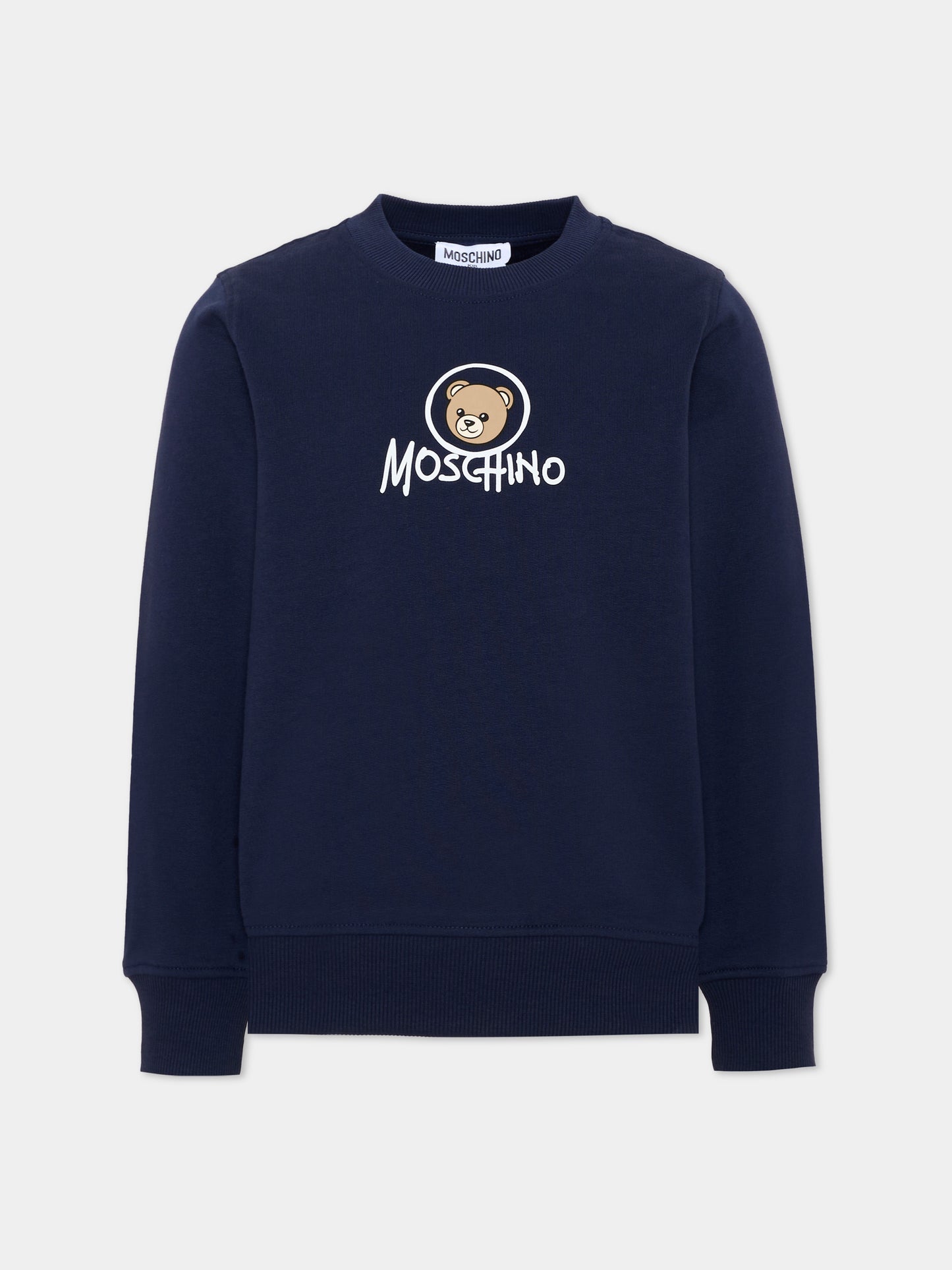 Felpa blu per bambini con Teddy Bear,Moschino Kids,HXF08V LCA83 40016