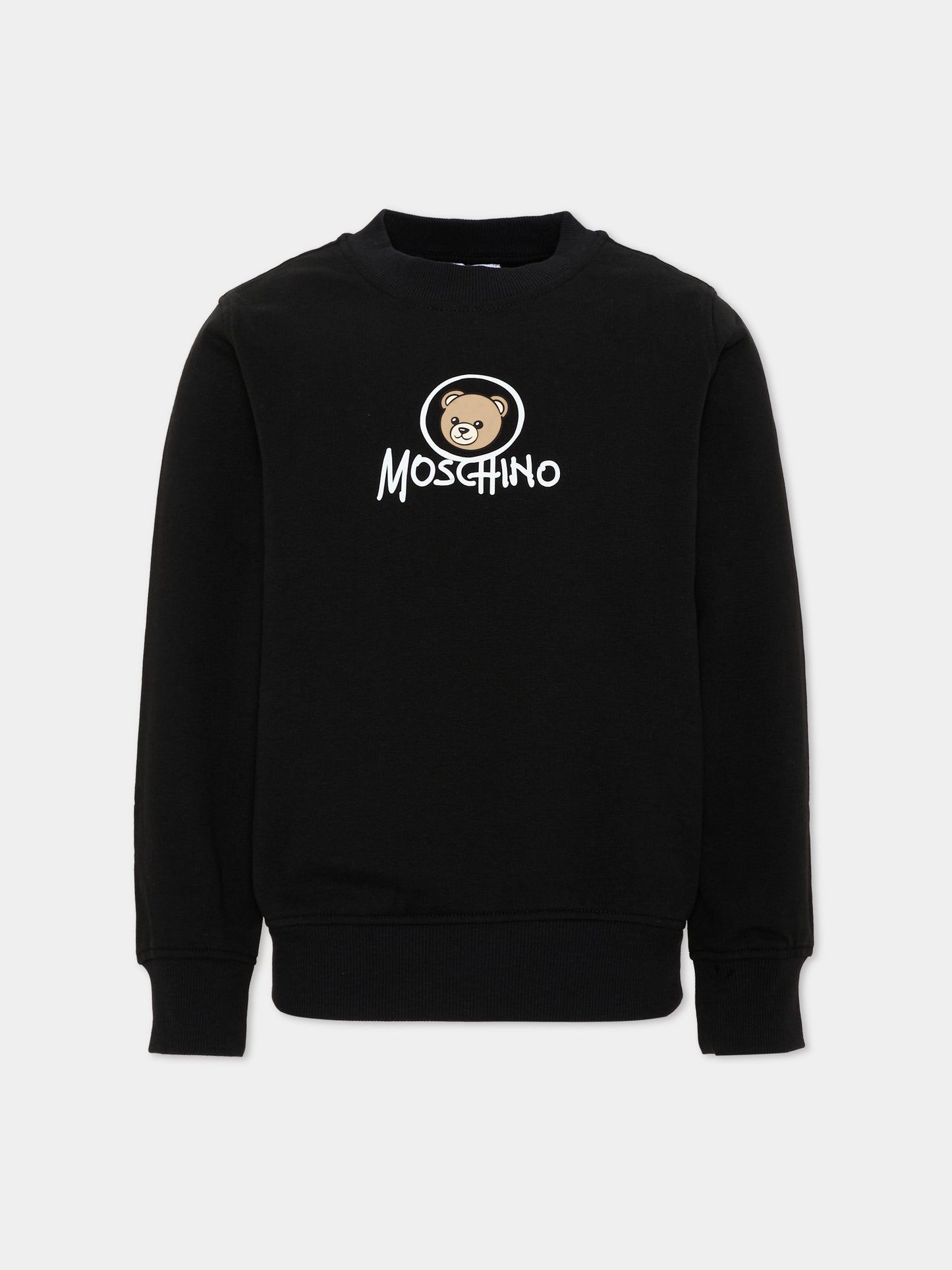 Felpa nera per bambini con Teddy Bear,Moschino Kids,HXF08V LCA83 60100