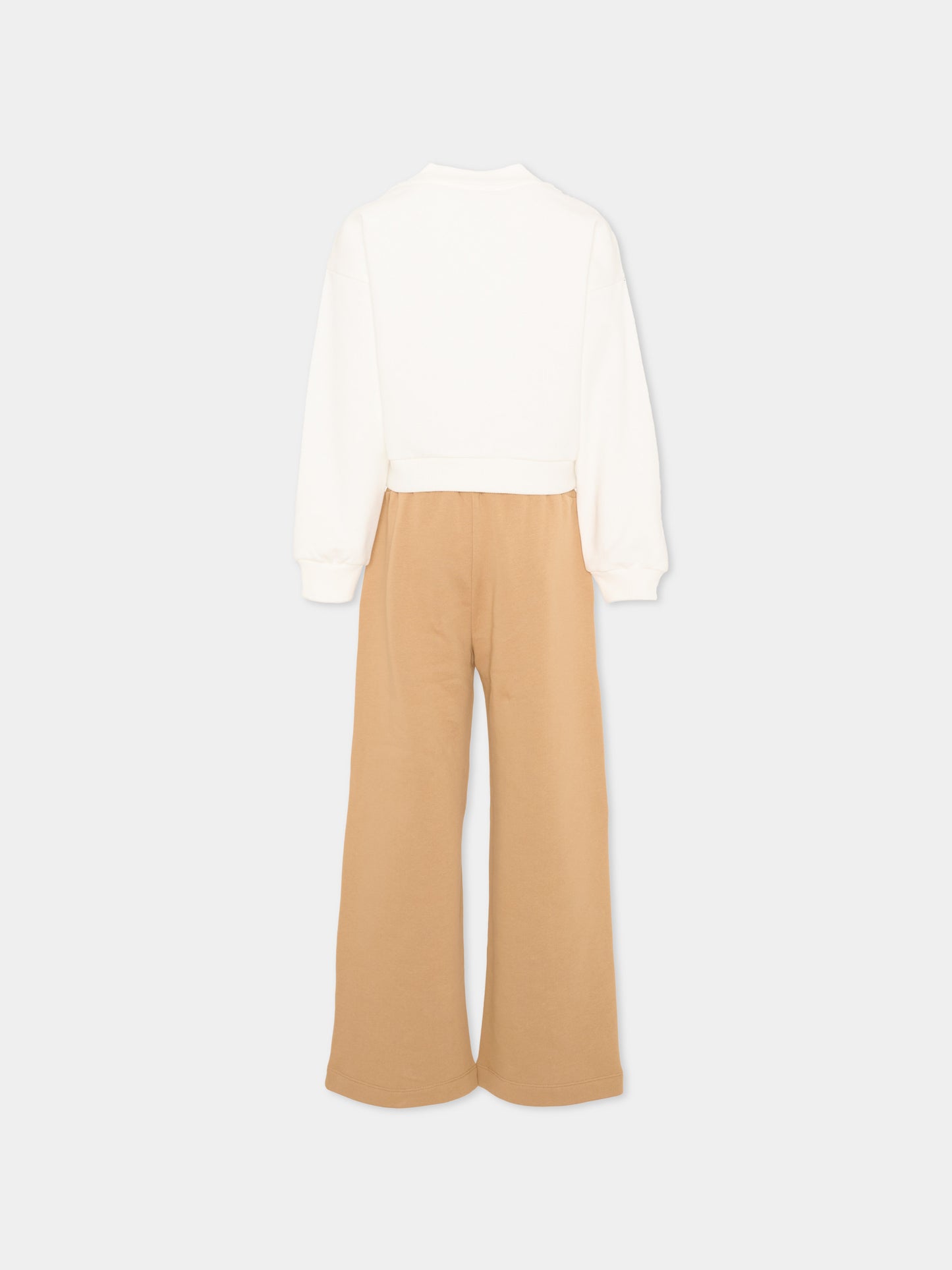 Completo sportivo avorio per bambini con logo,Moschino Kids,HDK037 LCA58 83544