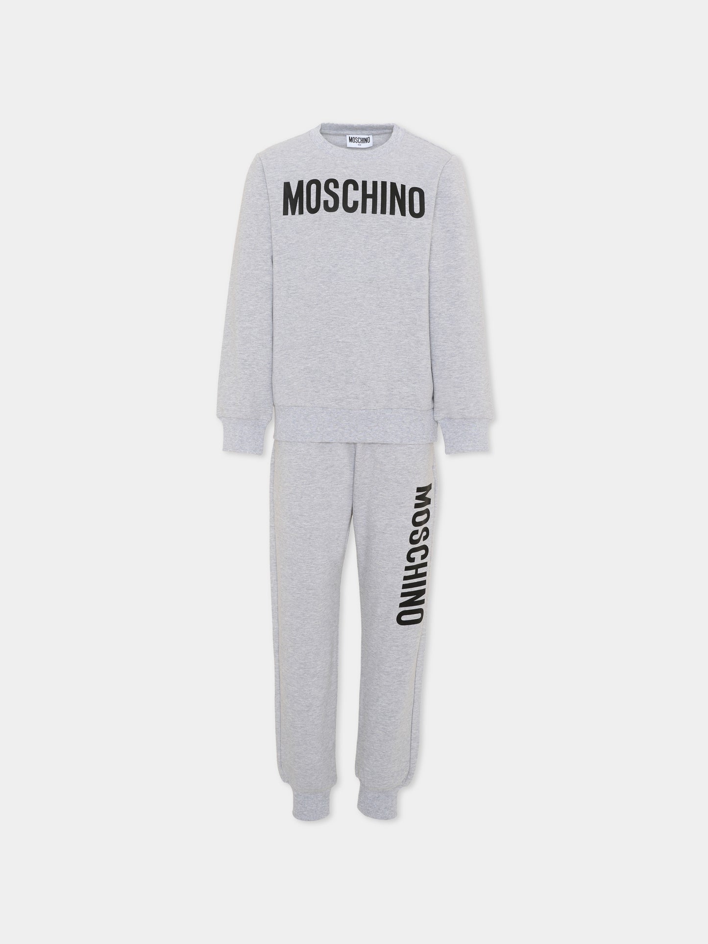 Completo sportivo grigio per bambini con logo,Moschino Kids,HUK04E LDA21 60901