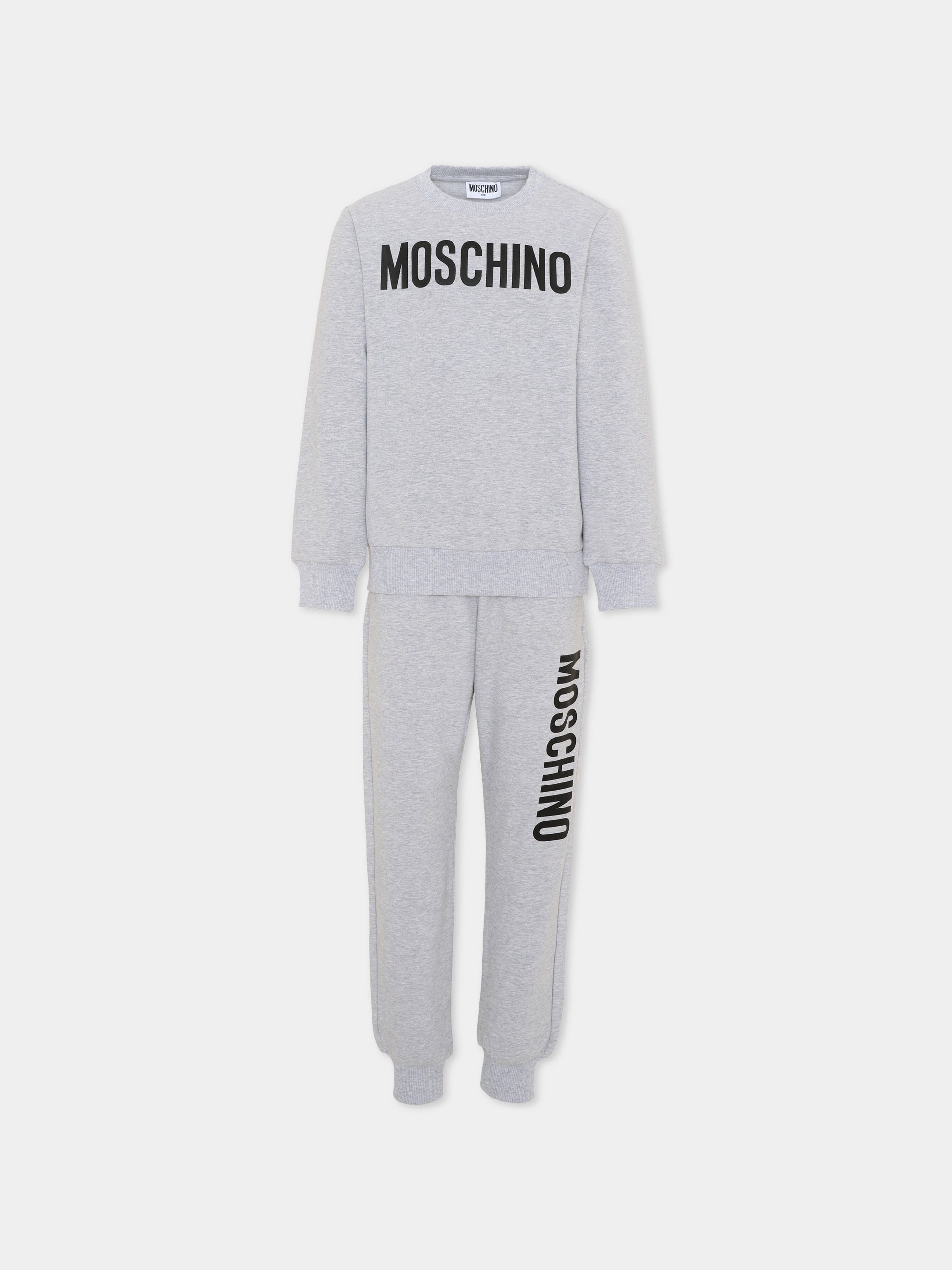 Completo sportivo grigio per bambini con logo,Moschino Kids,HUK04E LDA21 60901