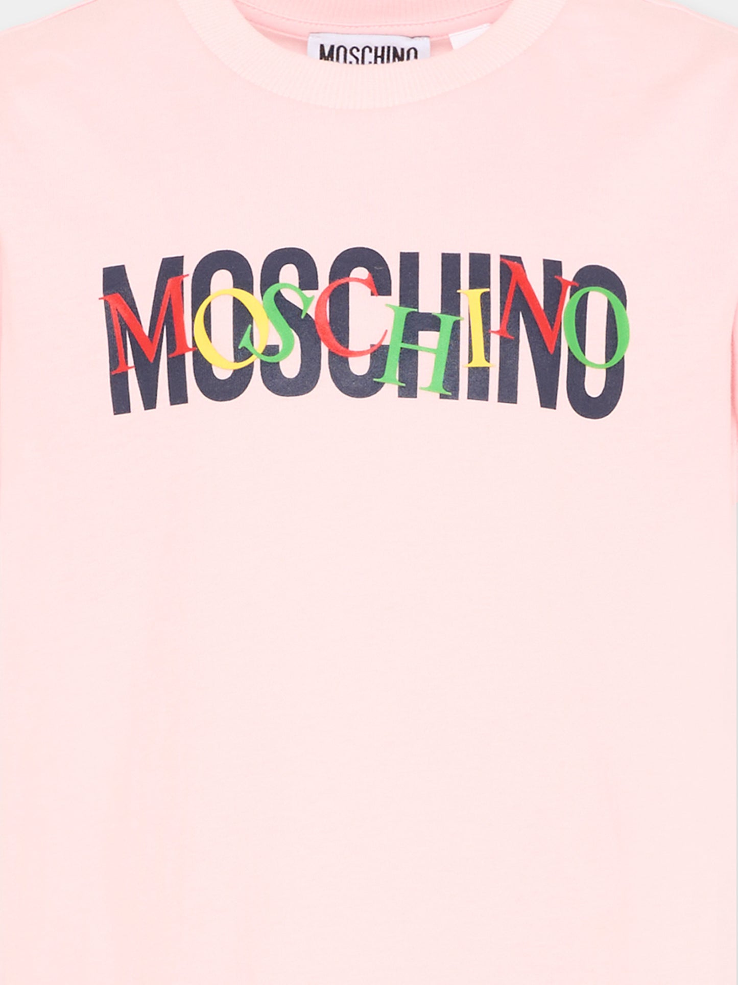 T-Shirt rosa per bambina con logo,Moschino Kids,HUM05I LAA10 50209