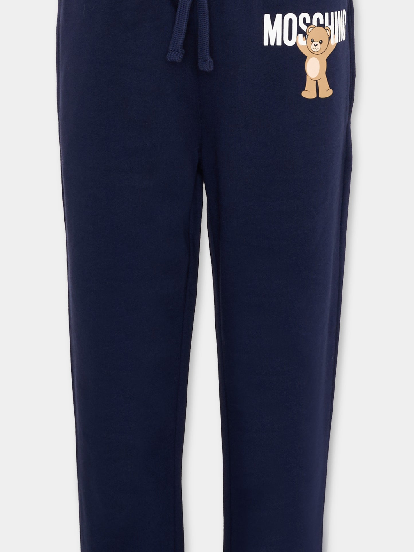 Pantalone sportivo blu per bambini con logo,Moschino Kids,HUP08T LCA40 40016