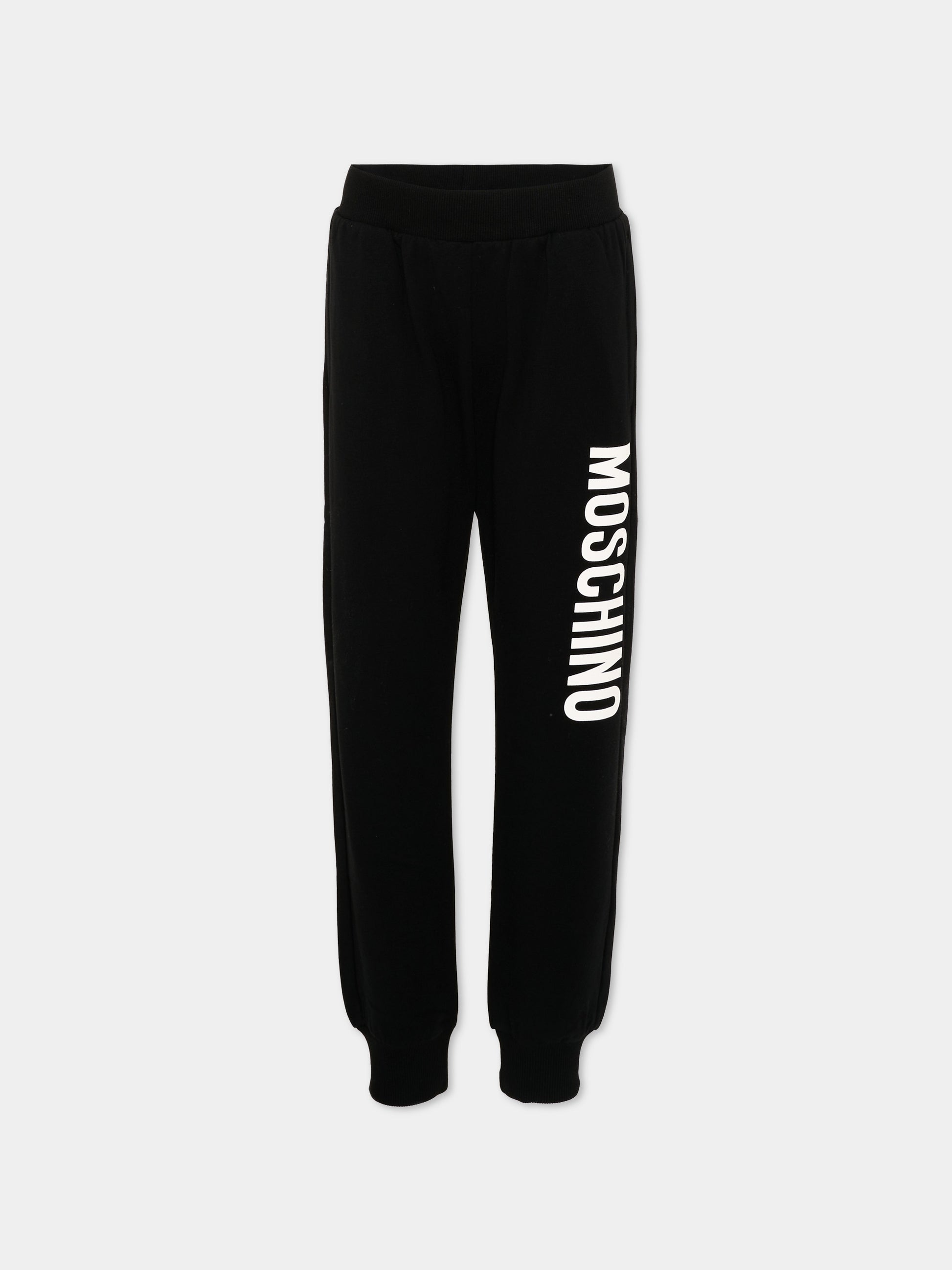 Pantaloni sportivi nero per bambini con logo,Moschino Kids,HUP08U LDA21 60100