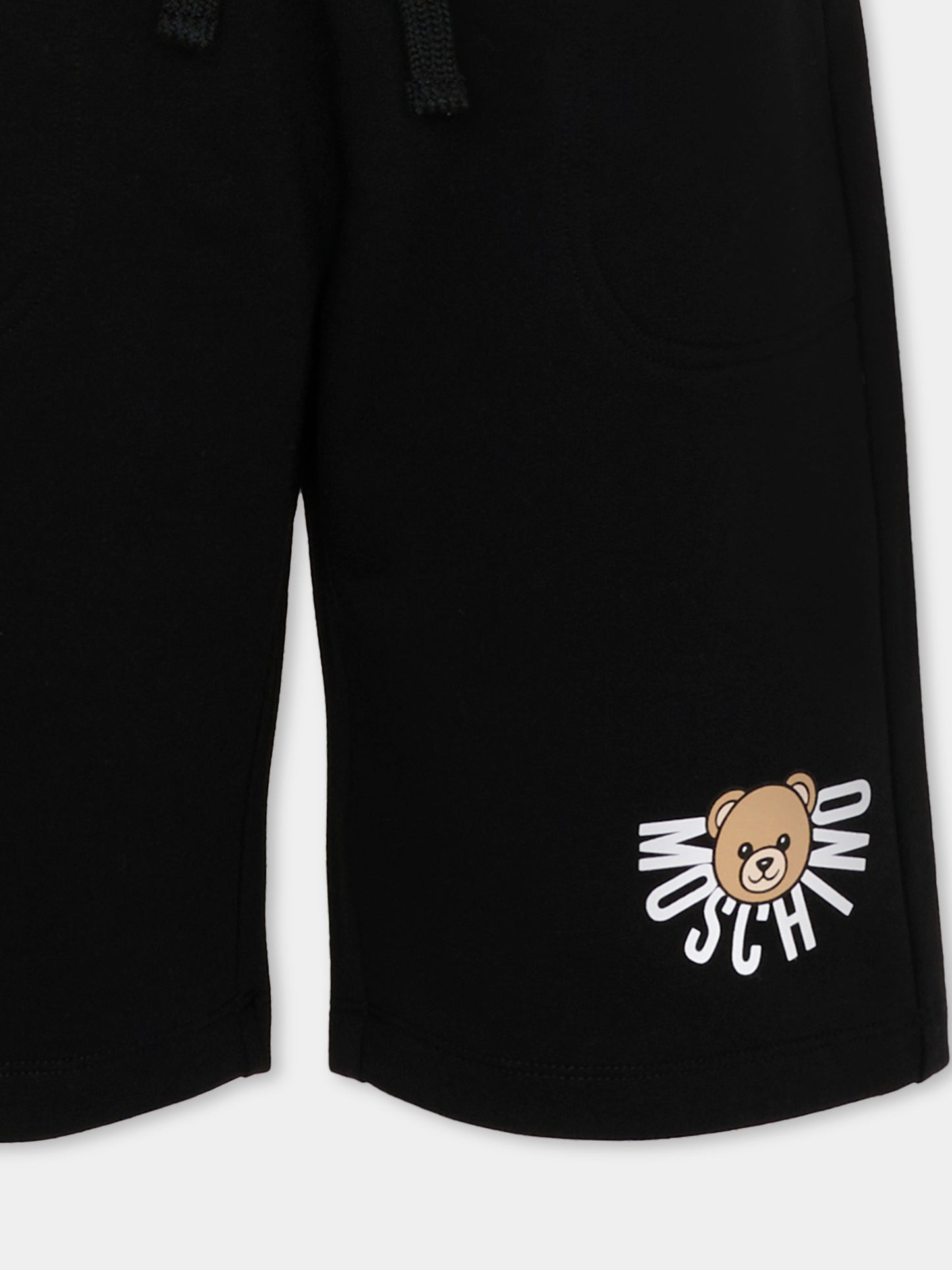Shorts sportivi neri per bambino con Teddy Bear,Moschino Kids,HUQ02H LCA40 60100